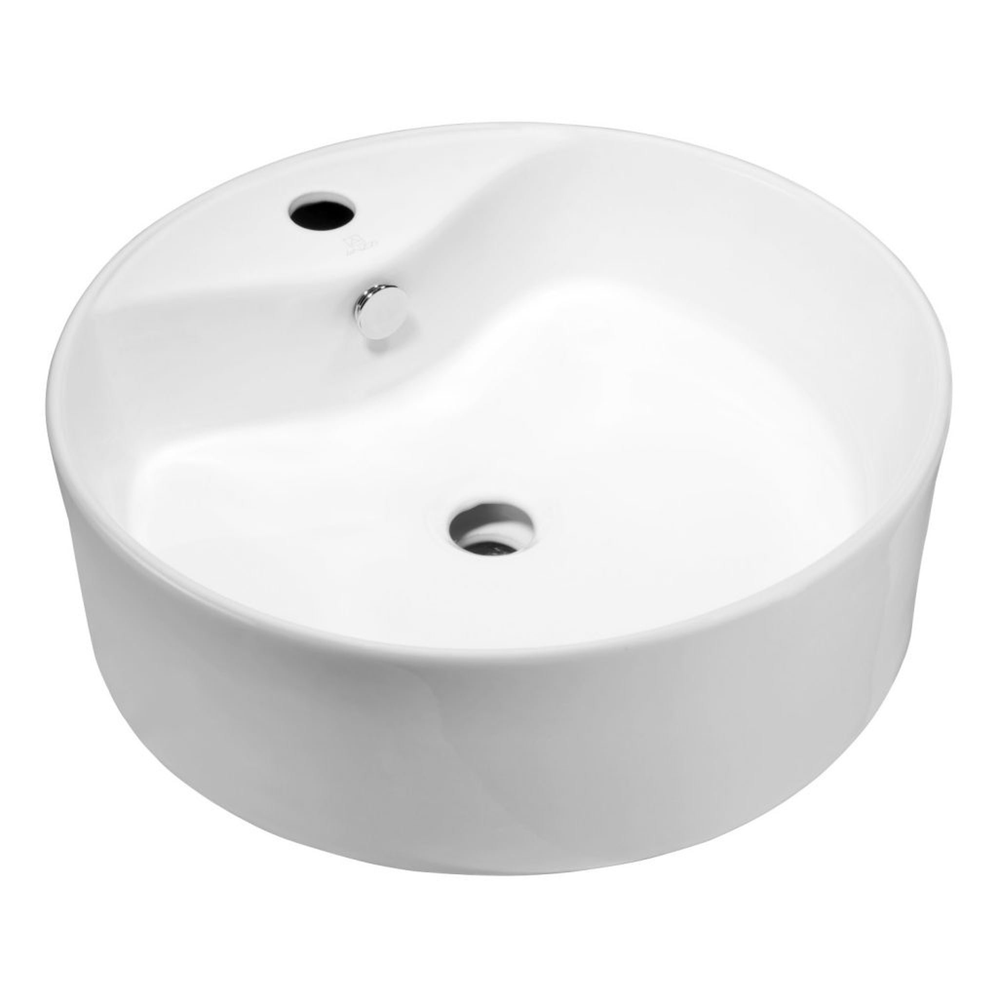 ANZZI, ANZZI Vitruvius Series 19" x 19" Single Hole Round Glossy White Vessel Sink With Built-In Overflow