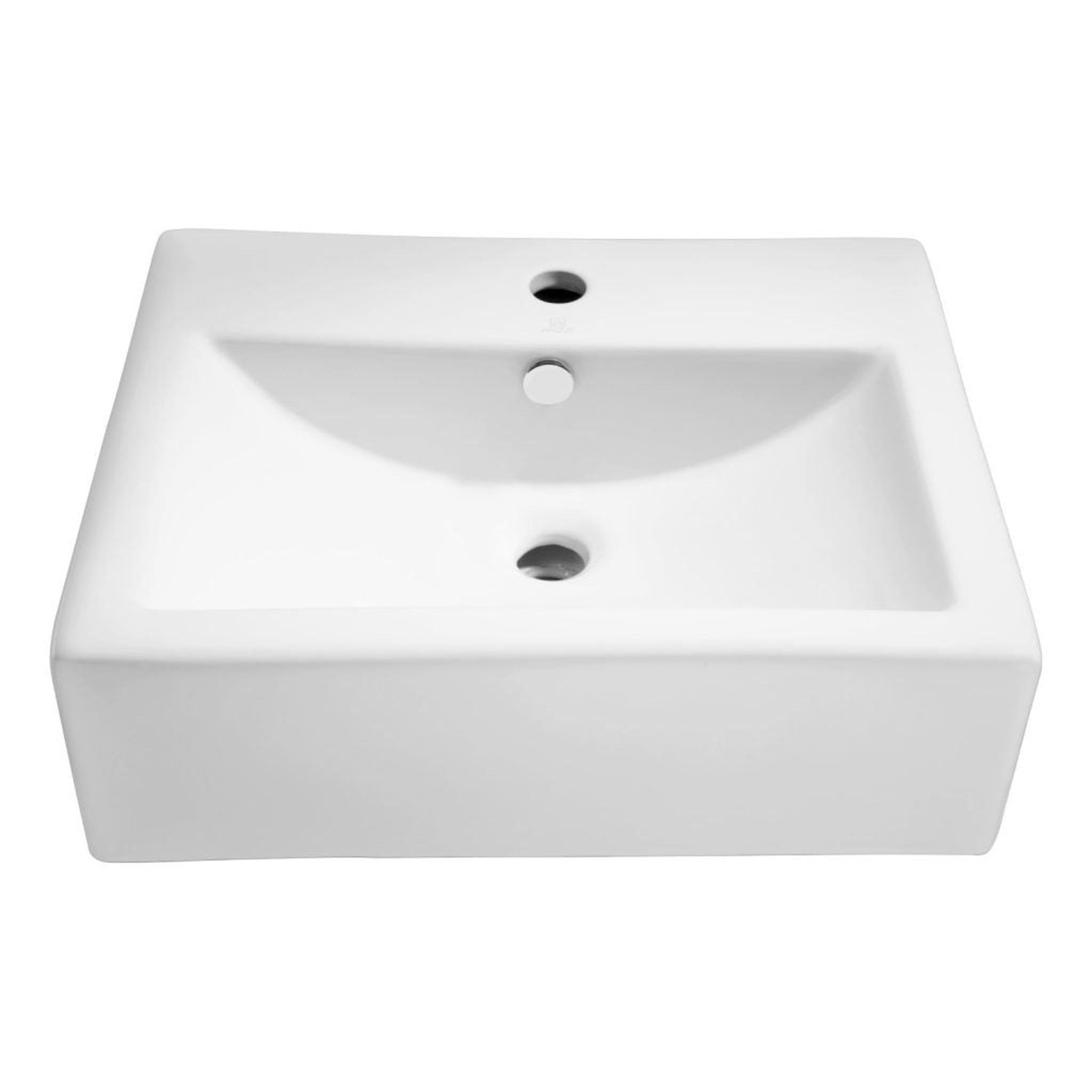 ANZZI, ANZZI Vitruvius Series 21" x 16" Single Hole Rectangular Glossy White Vessel Sink With Built-In Overflow