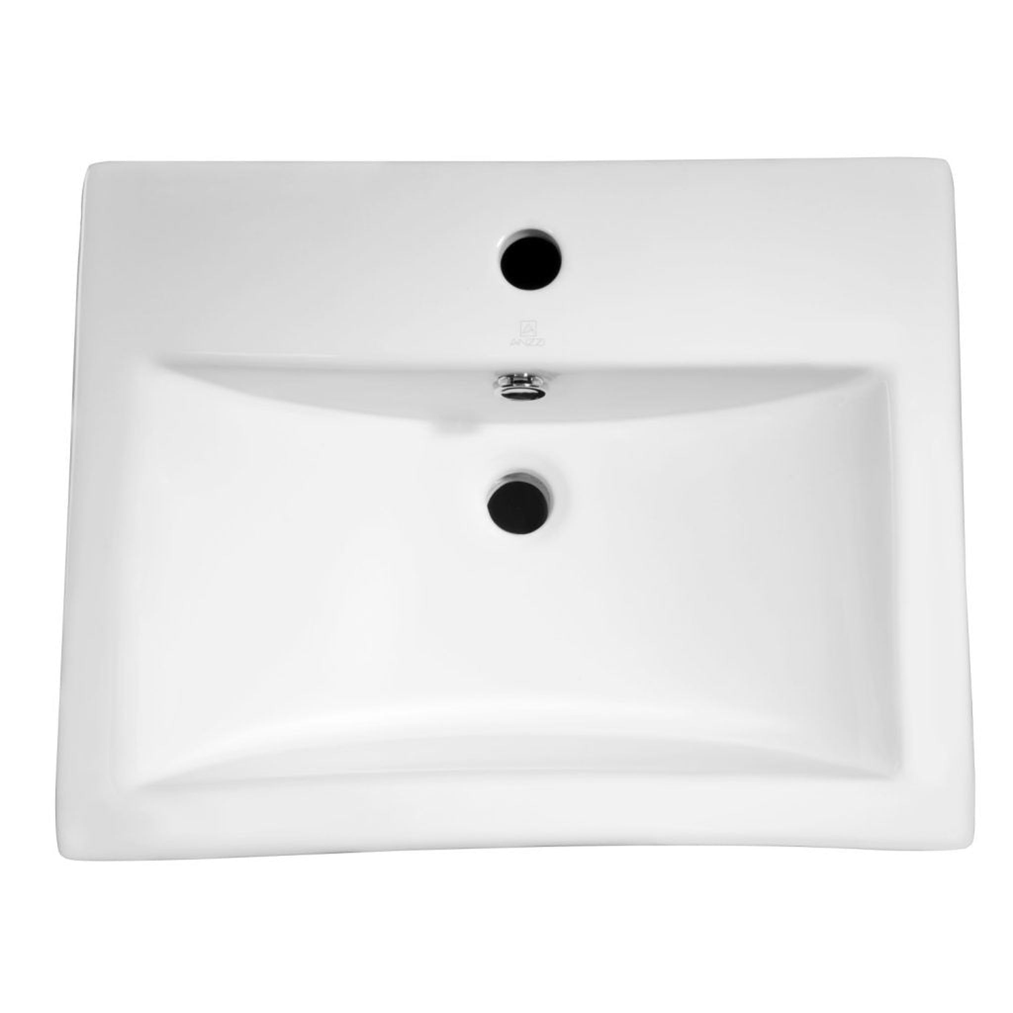 ANZZI, ANZZI Vitruvius Series 21" x 16" Single Hole Rectangular Glossy White Vessel Sink With Built-In Overflow