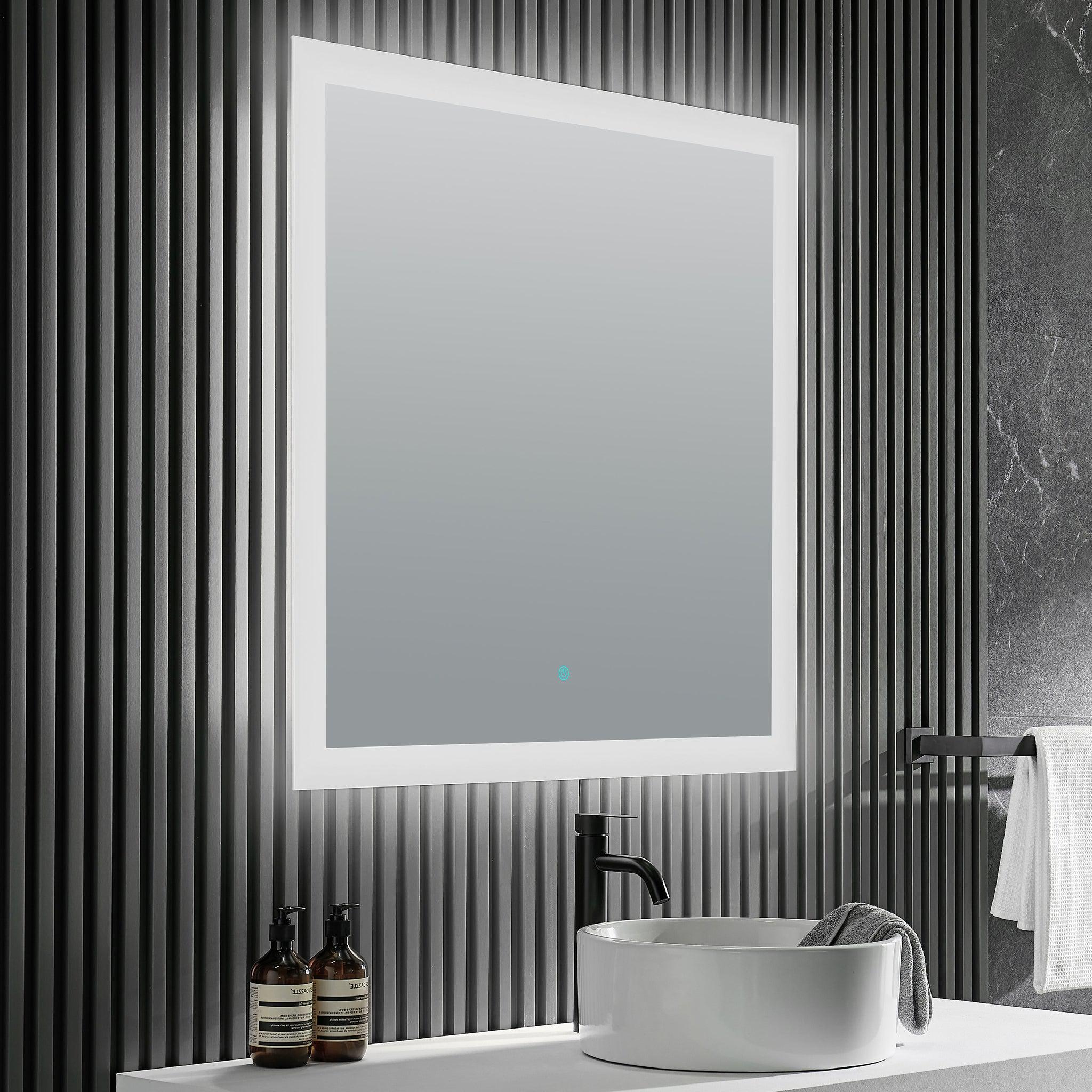 ANZZI, ANZZI Volta Series 36" x 36" Frameless Led Bathroom Mirror With Built-In Defogger