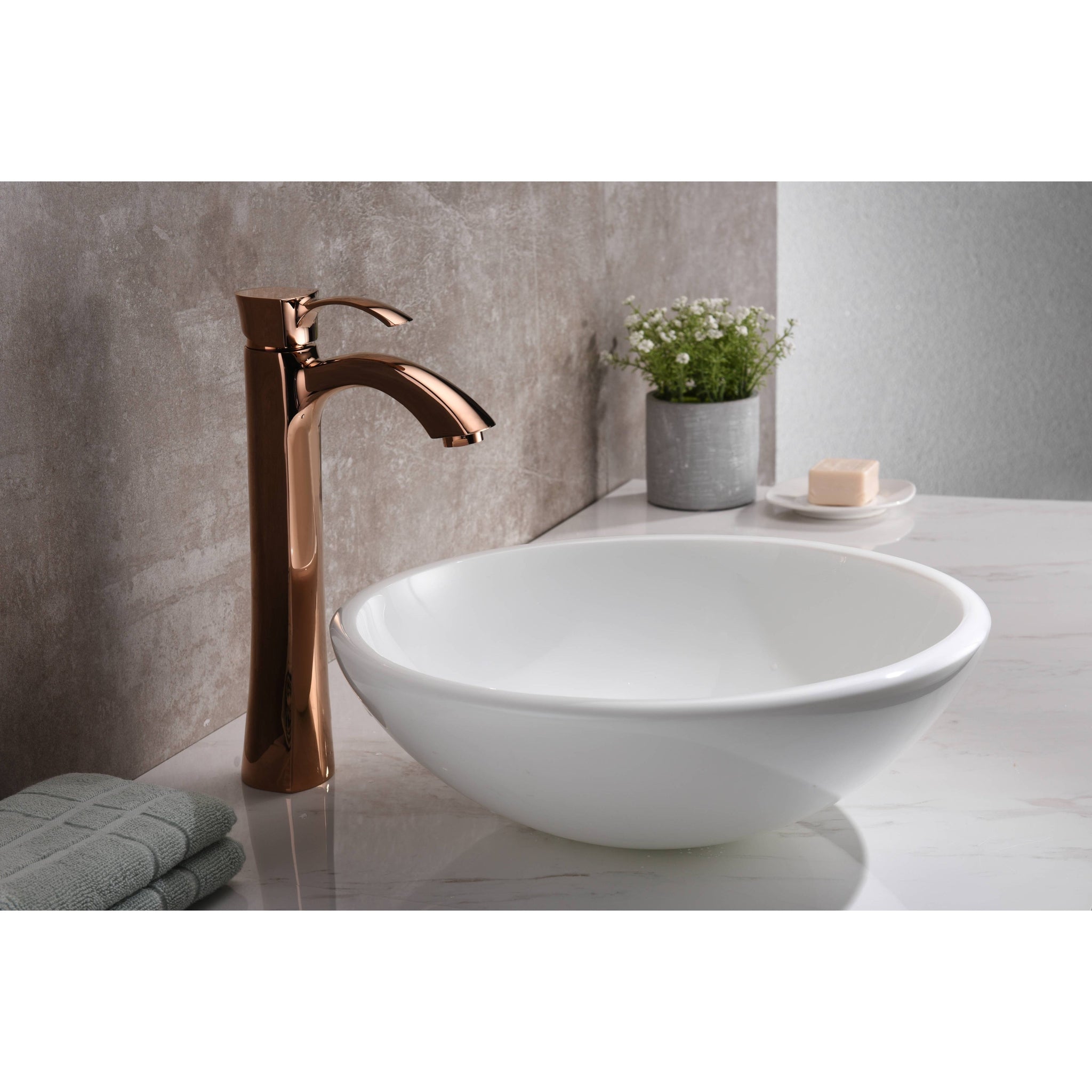 ANZZI, ANZZI Warika Series 16" x 16" Round Glossy White Deco-Glass Vessel Sink With Polished Chrome Pop-Up Drain