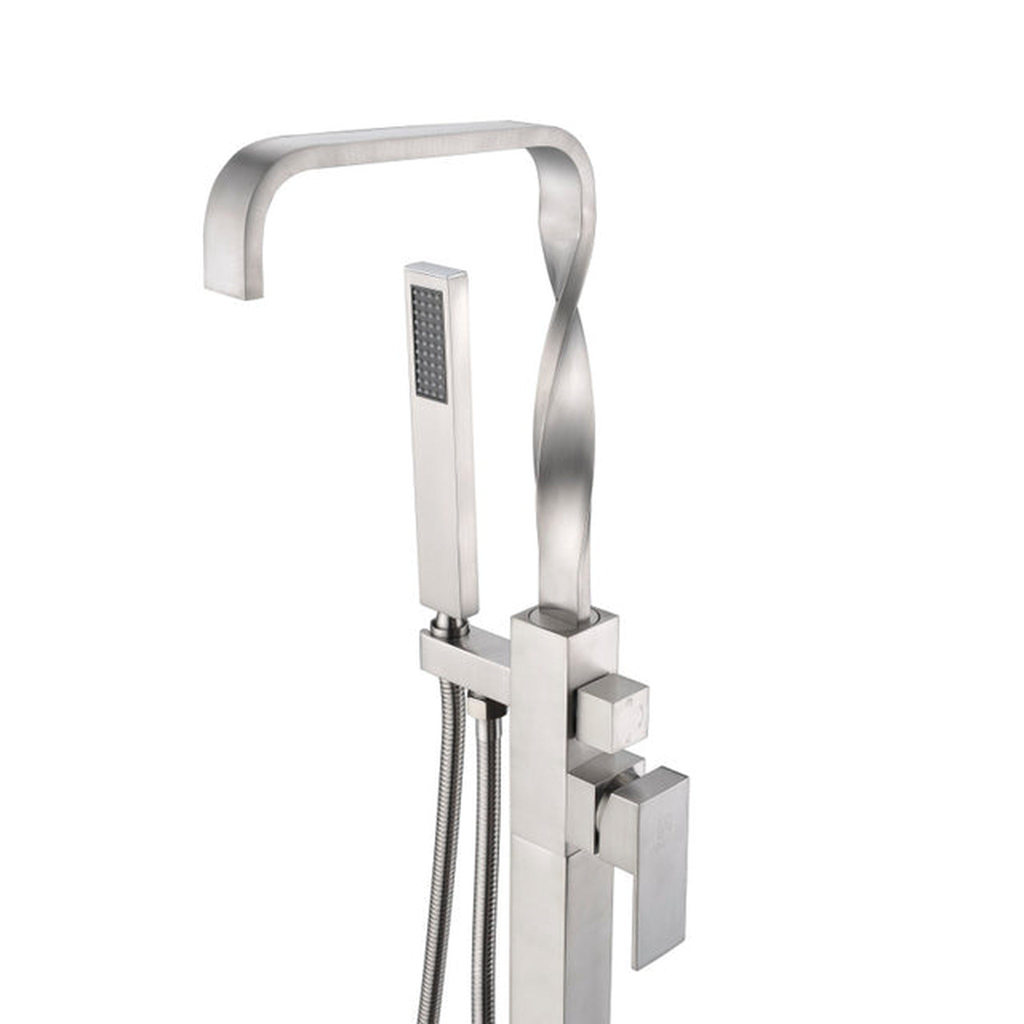 ANZZI, ANZZI Yosemite Series 2-Handle Brushed Nickel Clawfoot Tub Faucet With Euro-Grip Handheld Sprayer