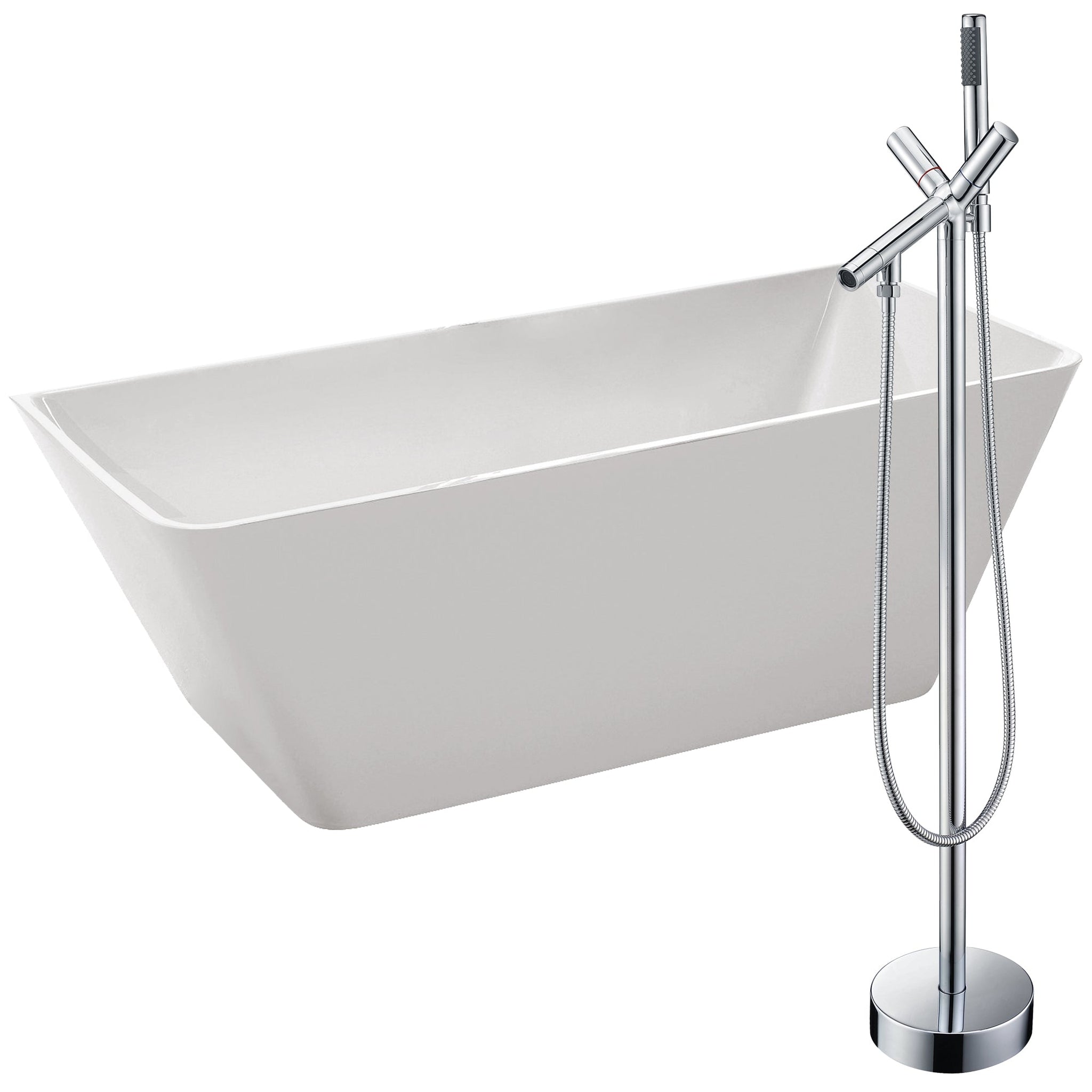 ANZZI, ANZZI Zenith Series 67" x 32" Glossy White Freestanding Bathtub With Built-In Overflow, Pop Up Drain and Havasu Bathtub Faucet