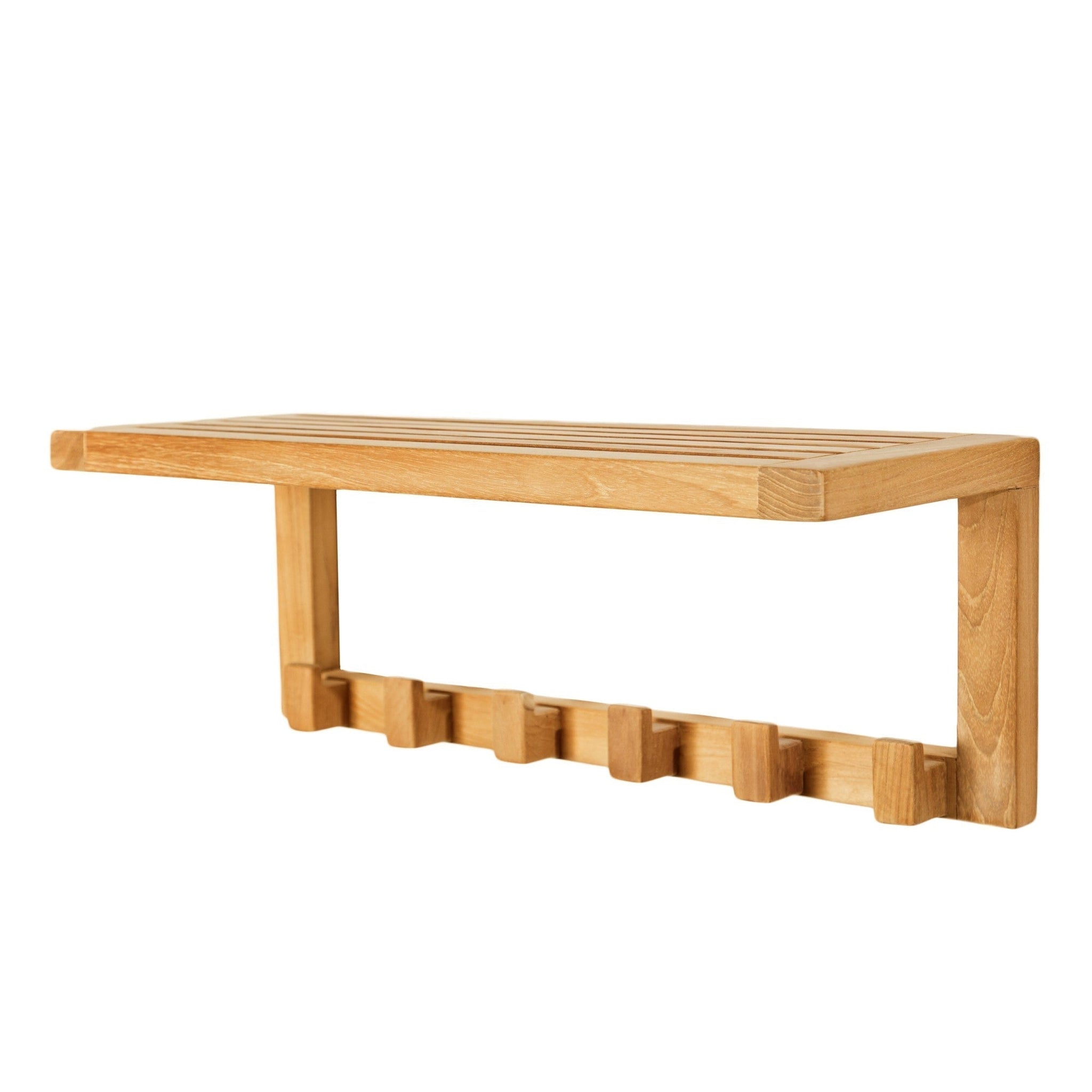 ARB Teak & Specialties, ARB Teak & Specialties 6-Hook Solid Teak Wood Wall Shelf