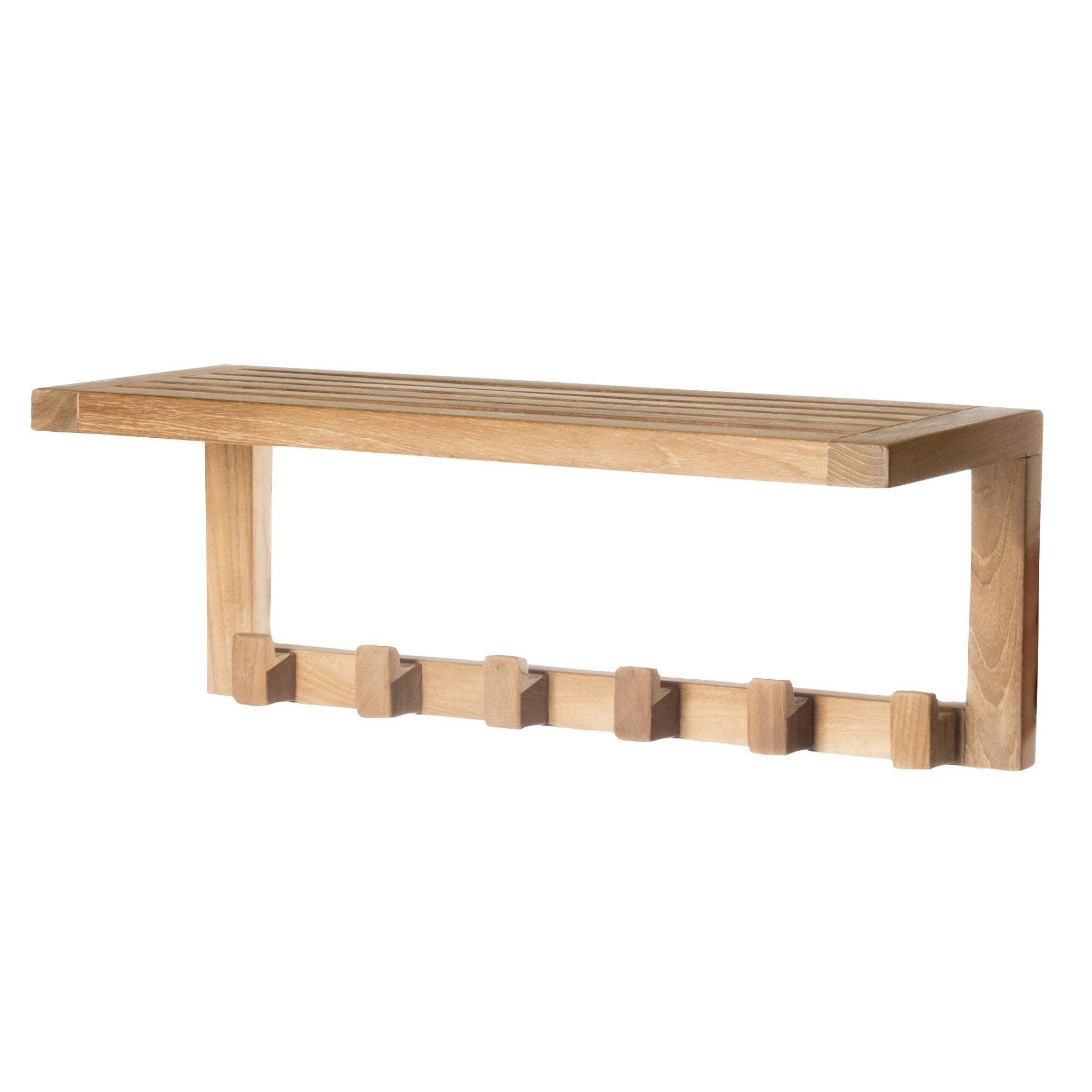 ARB Teak & Specialties, ARB Teak & Specialties 6-Hook Solid Teak Wood Wall Shelf