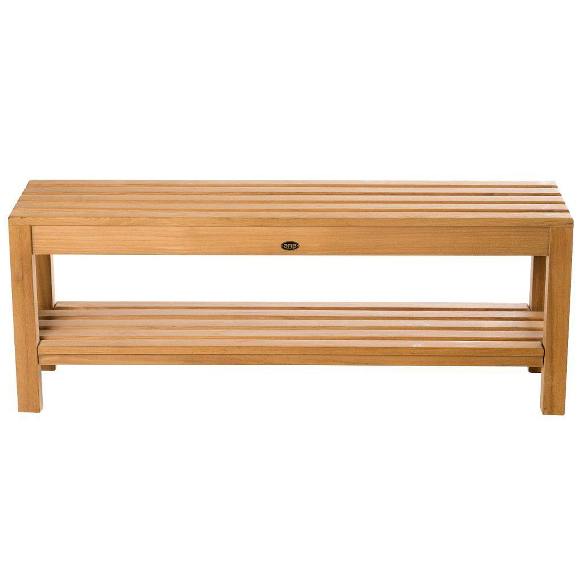 ARB Teak & Specialties, ARB Teak & Specialties Coach 47" Solid Teak Wood Shower Bench With Removable Shelf