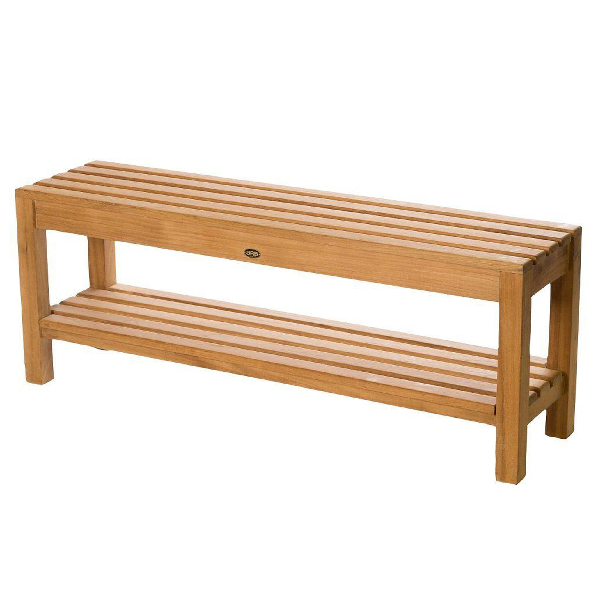 ARB Teak & Specialties, ARB Teak & Specialties Coach 47" Solid Teak Wood Shower Bench With Removable Shelf