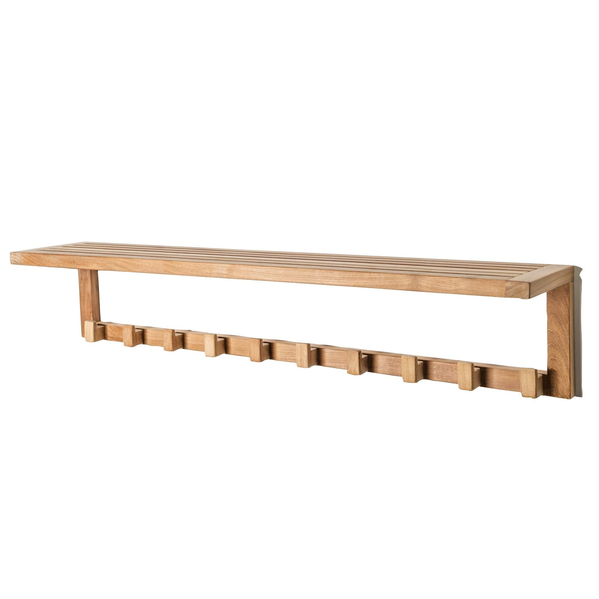 ARB Teak & Specialties, ARB Teak & Specialties 10-Hook Solid Teak Wood Wall Shelf