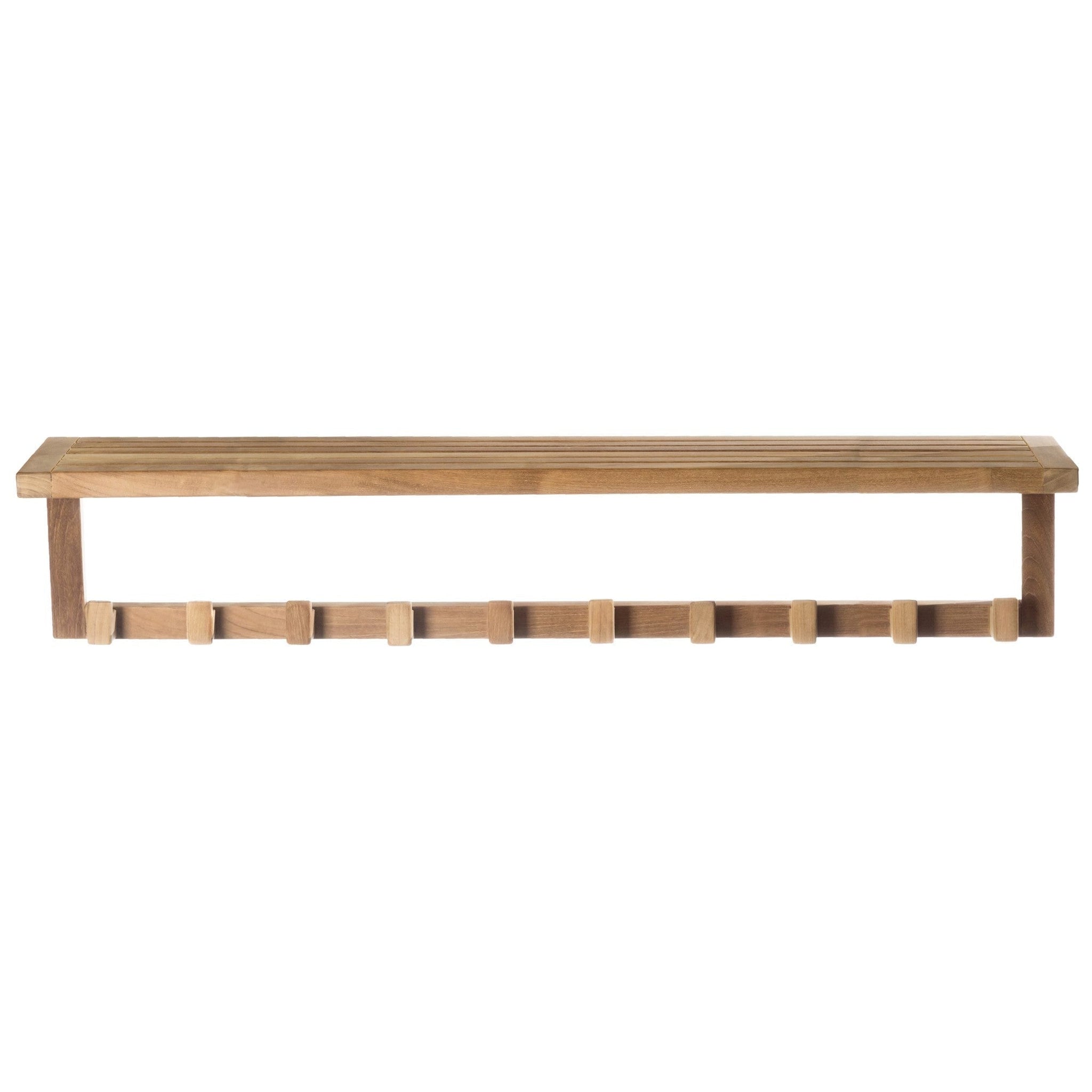 ARB Teak & Specialties, ARB Teak & Specialties 10-Hook Solid Teak Wood Wall Shelf