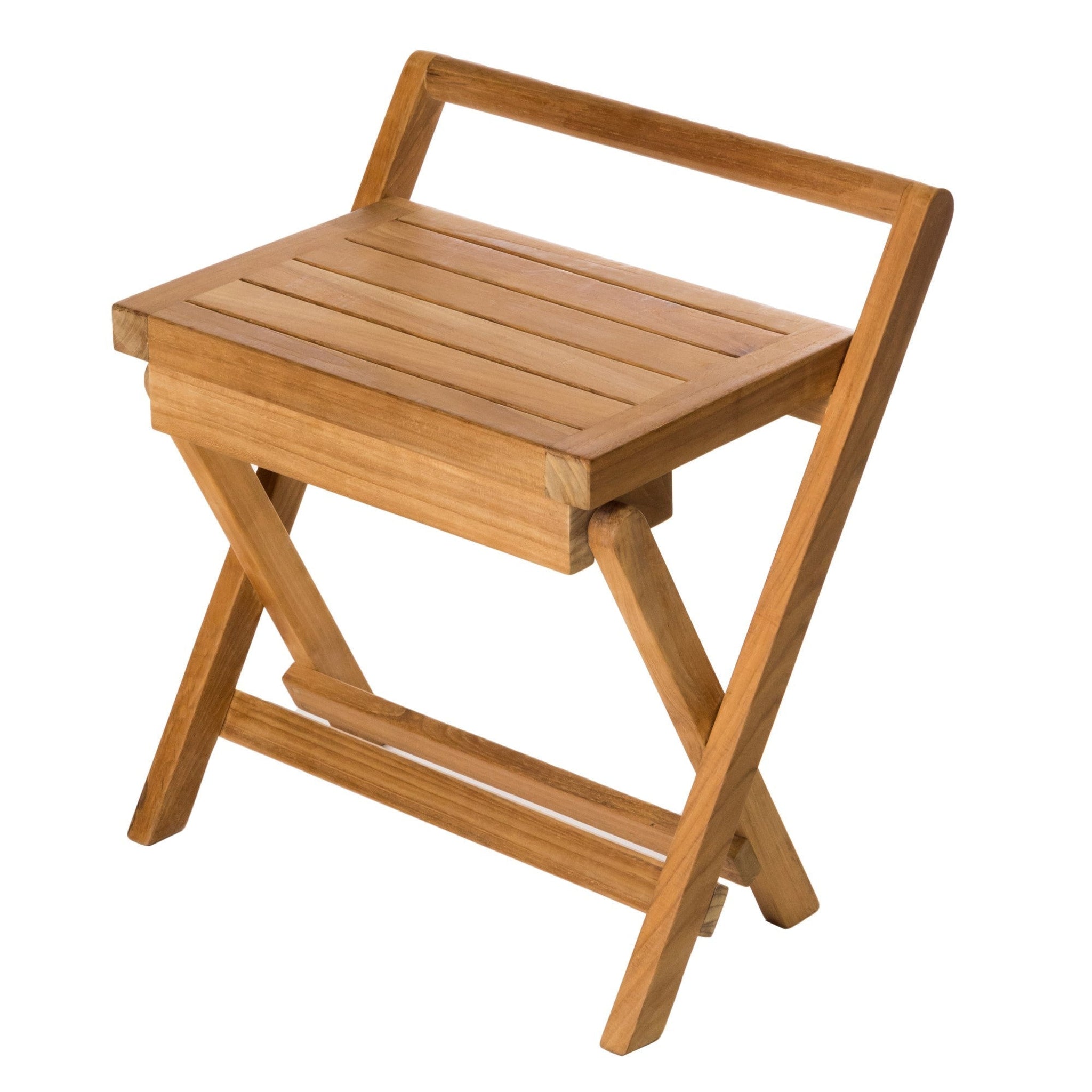 ARB Teak & Specialties, ARB Teak & Specialties 16" Solid Teak Wood Folding Shower Bench With Handle