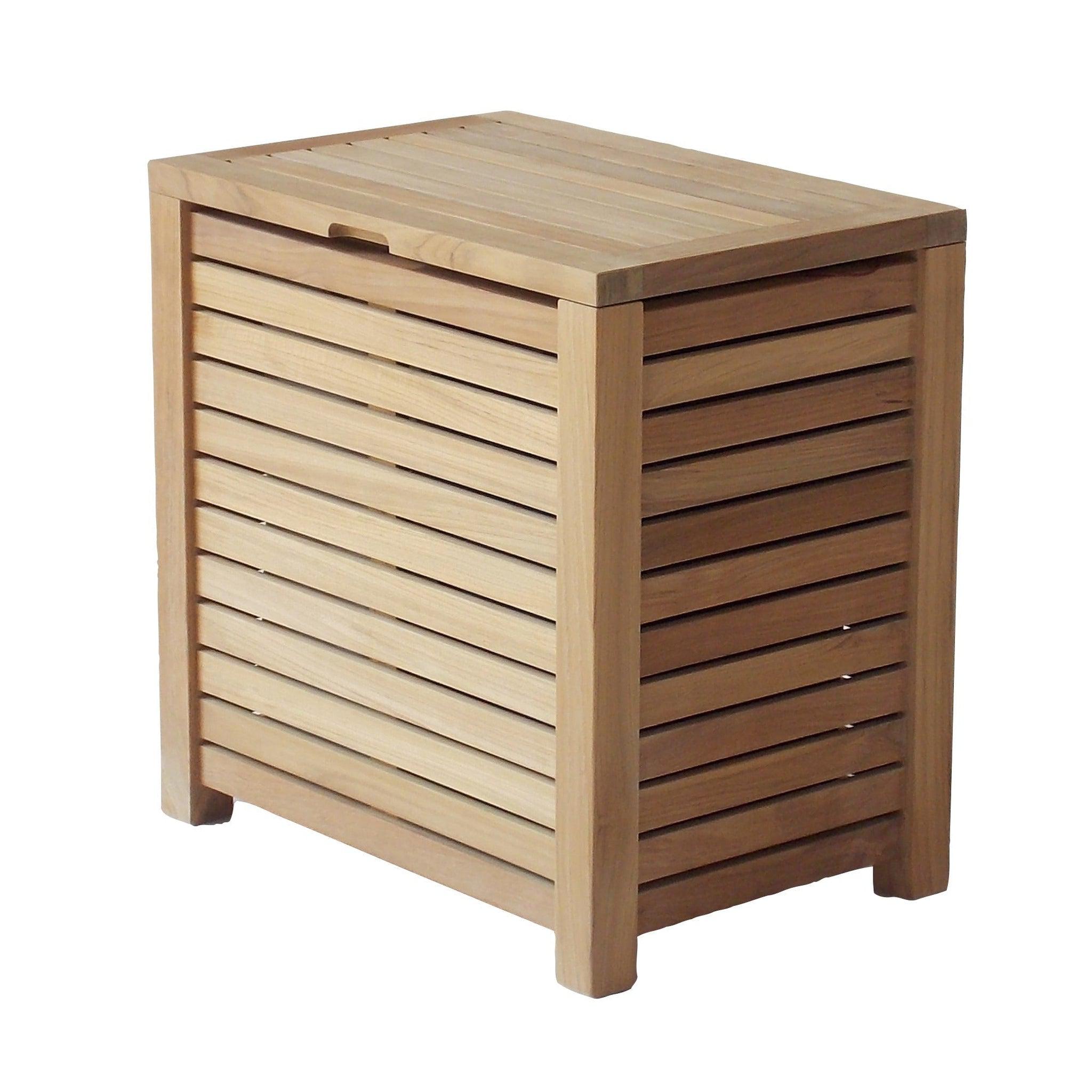 ARB Teak & Specialties, ARB Teak & Specialties 24" x 24" Solid Teak Wood Laundry Towel Box Hamper With 2 Sacks