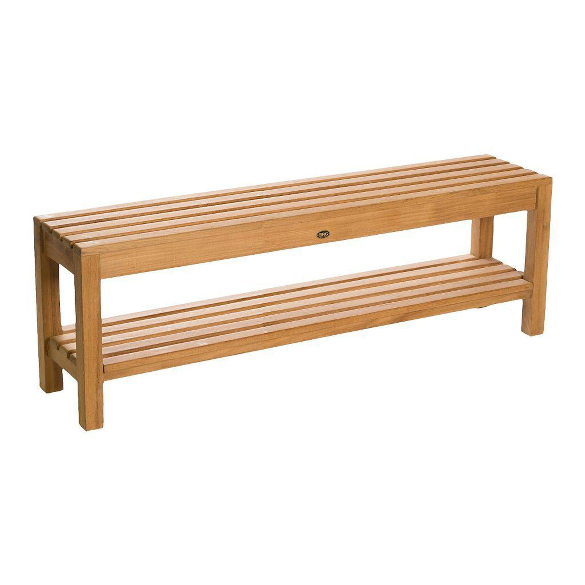 ARB Teak & Specialties, ARB Teak & Specialties Coach 59" Solid Teak Wood Shower Bench With Removable Shelf