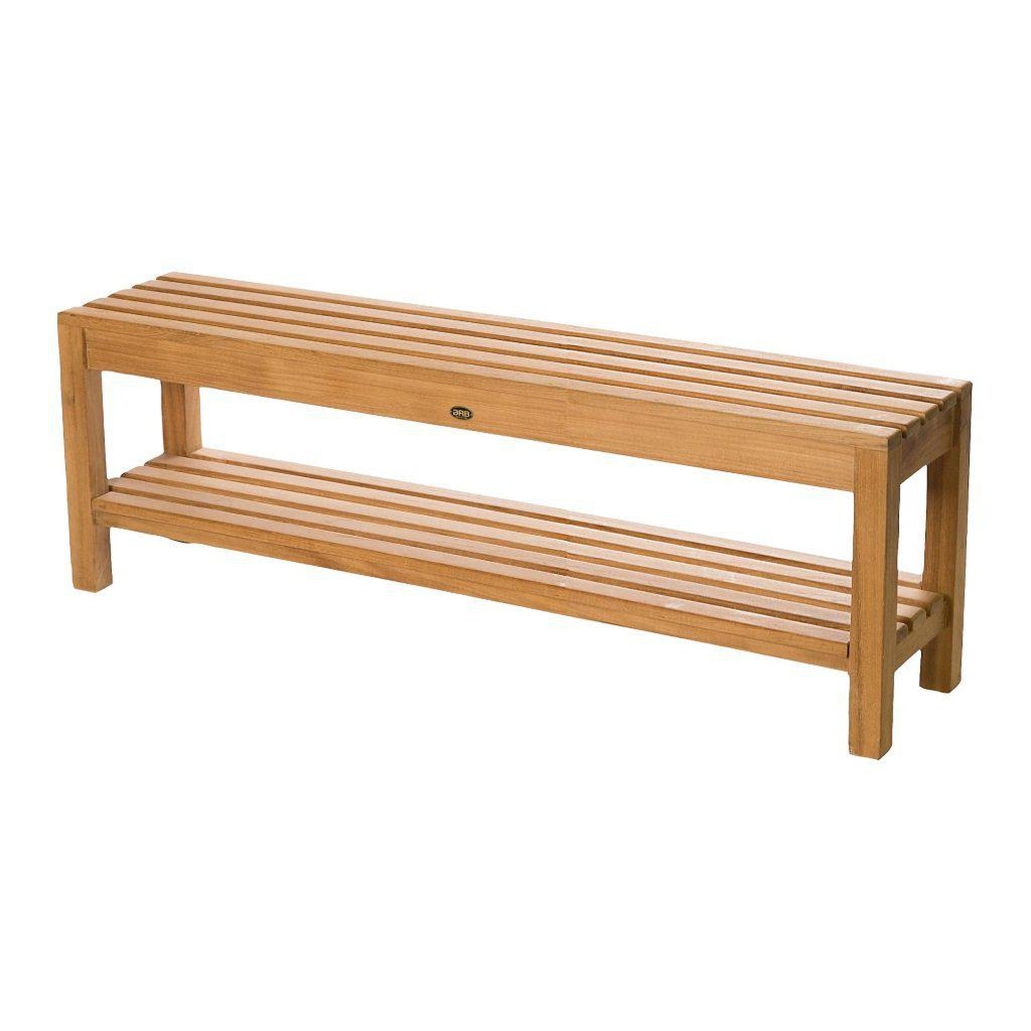 ARB Teak & Specialties, ARB Teak & Specialties Coach 59" Solid Teak Wood Shower Bench With Removable Shelf