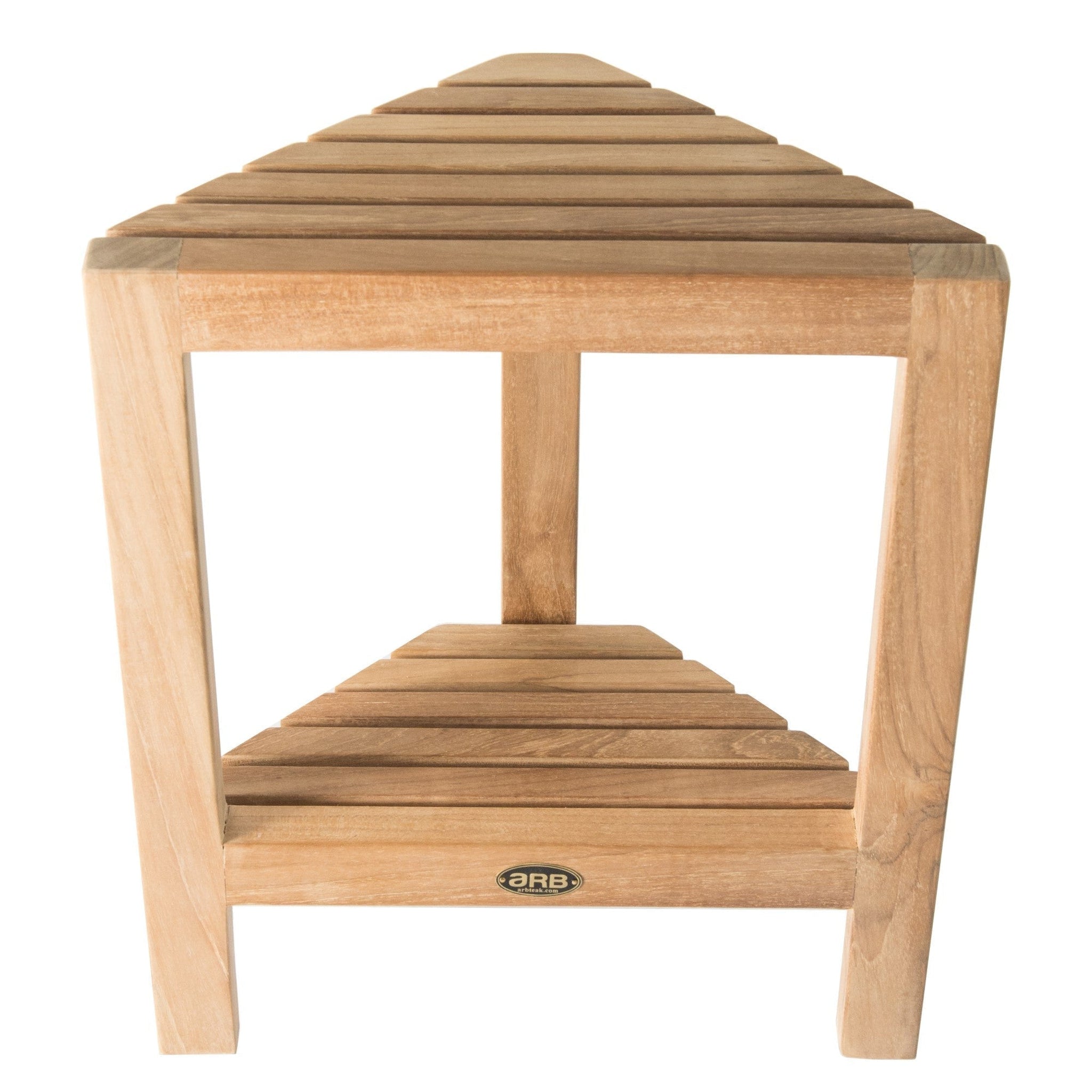 ARB Teak & Specialties, ARB Teak & Specialties Fiji 15" Solid Teak Wood Corner Footrest With Built-in Shelf