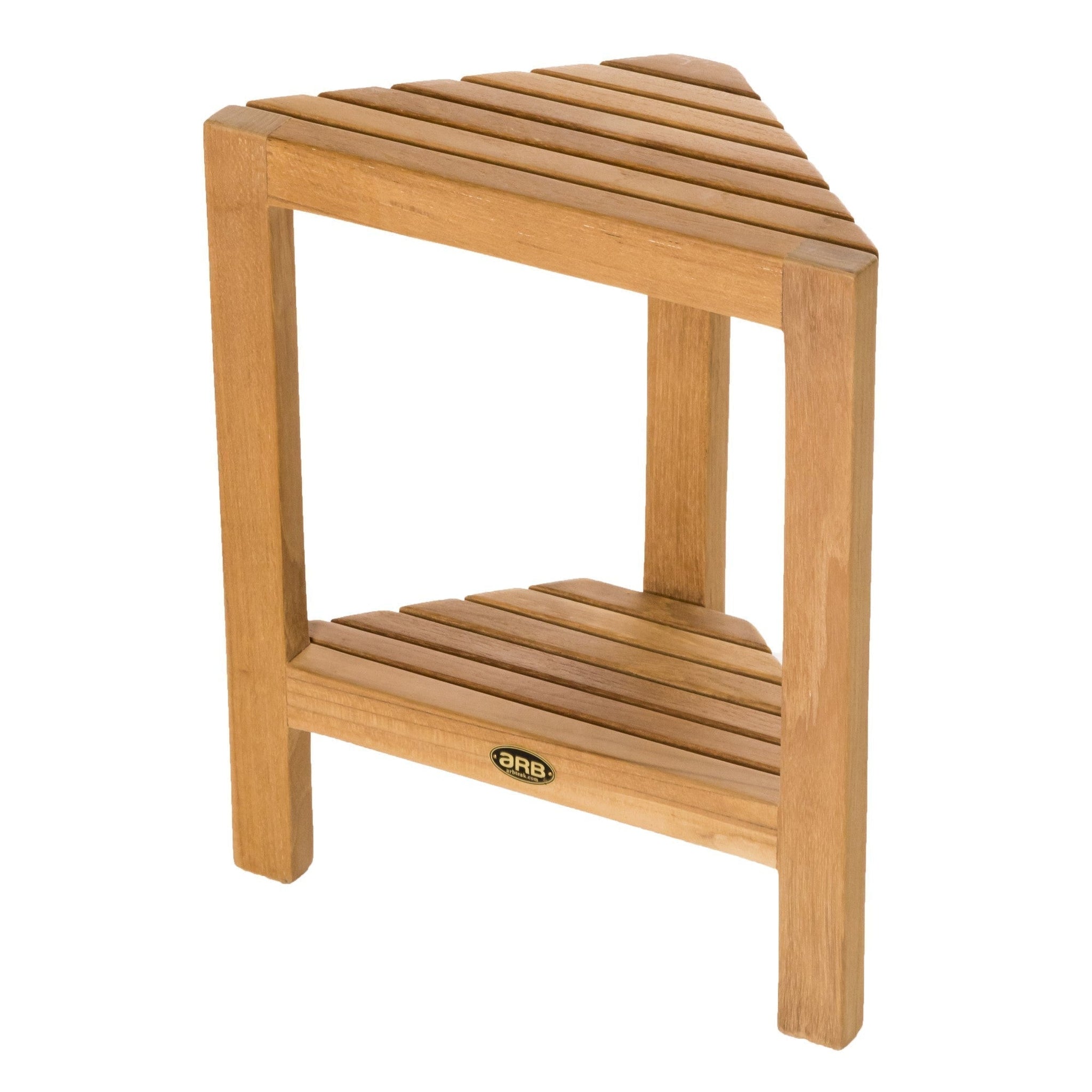 ARB Teak & Specialties, ARB Teak & Specialties Fiji 15" Solid Teak Wood Corner Footrest With Built-in Shelf