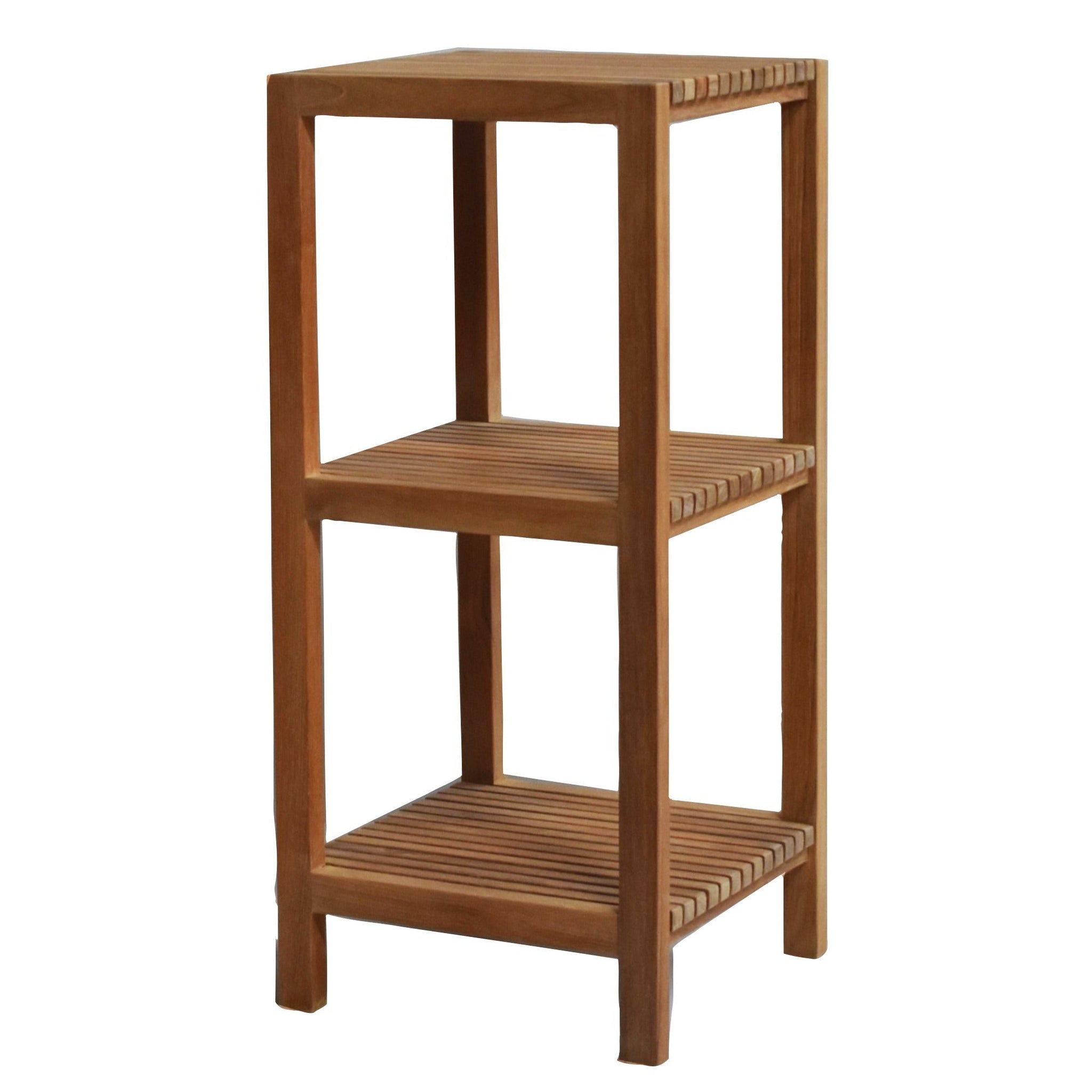 ARB Teak & Specialties, ARB Teak & Specialties Fiji 36" Solid Teak Wood Square Shelf With 3 Tiers