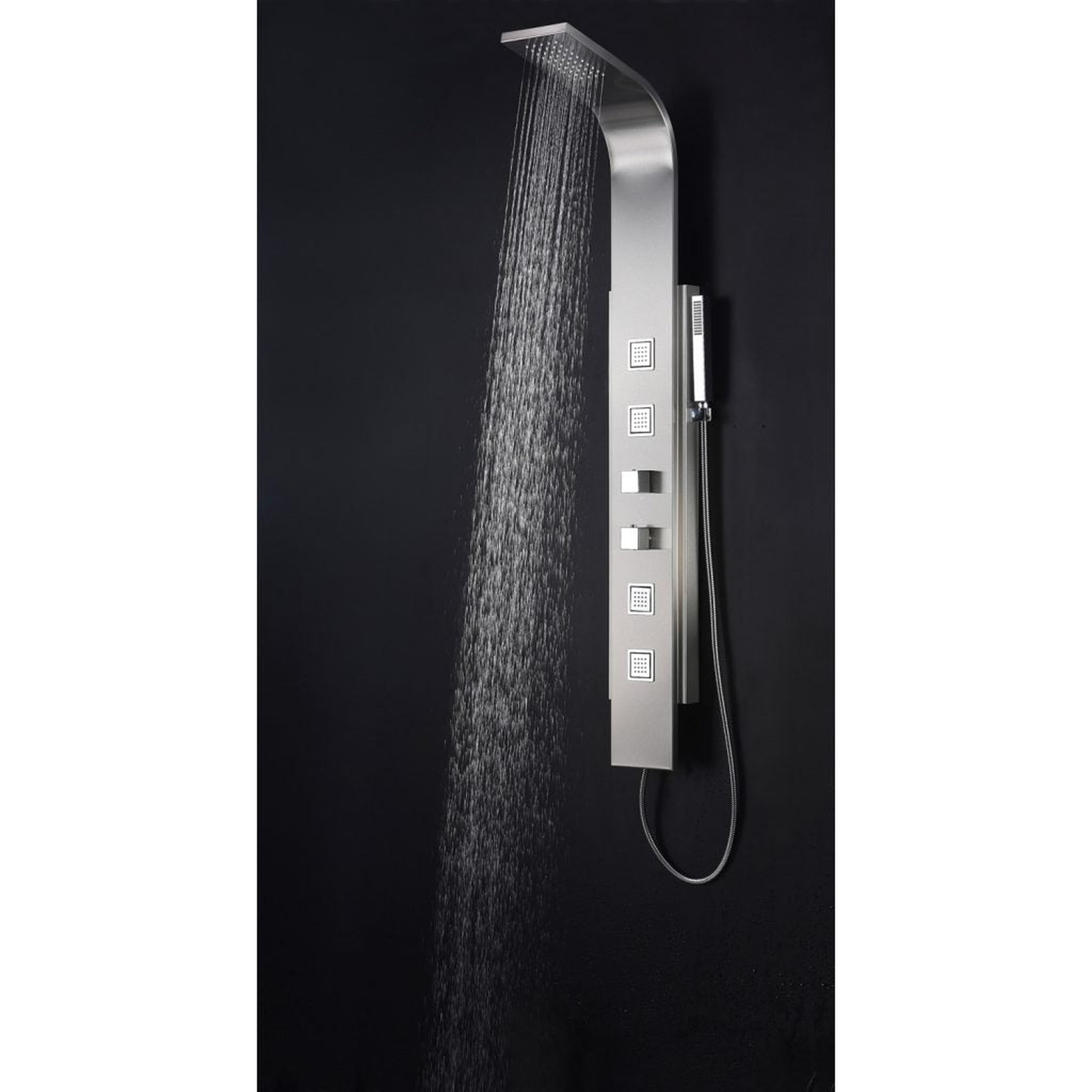 ANZZI, Anzzi Visor Series 60" Brushed Stainless Steel 4-Jetted Full Body Shower Panel With Heavy Rain Shower Head and Euro-Grip Hand Sprayer