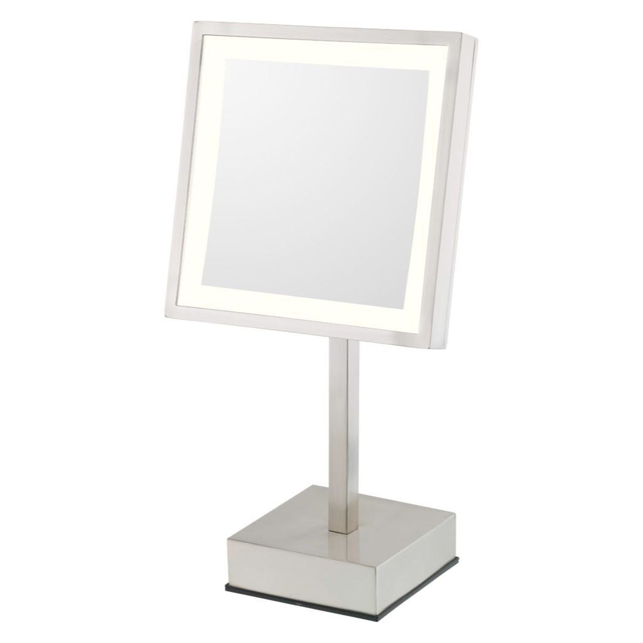 Aptations, Aptations Kimball & Young 8" x 15" Chrome Freestanding Square Rechargeable Single Sided 3X Magnified Mirror With 3,500K Warm White LED Light Color