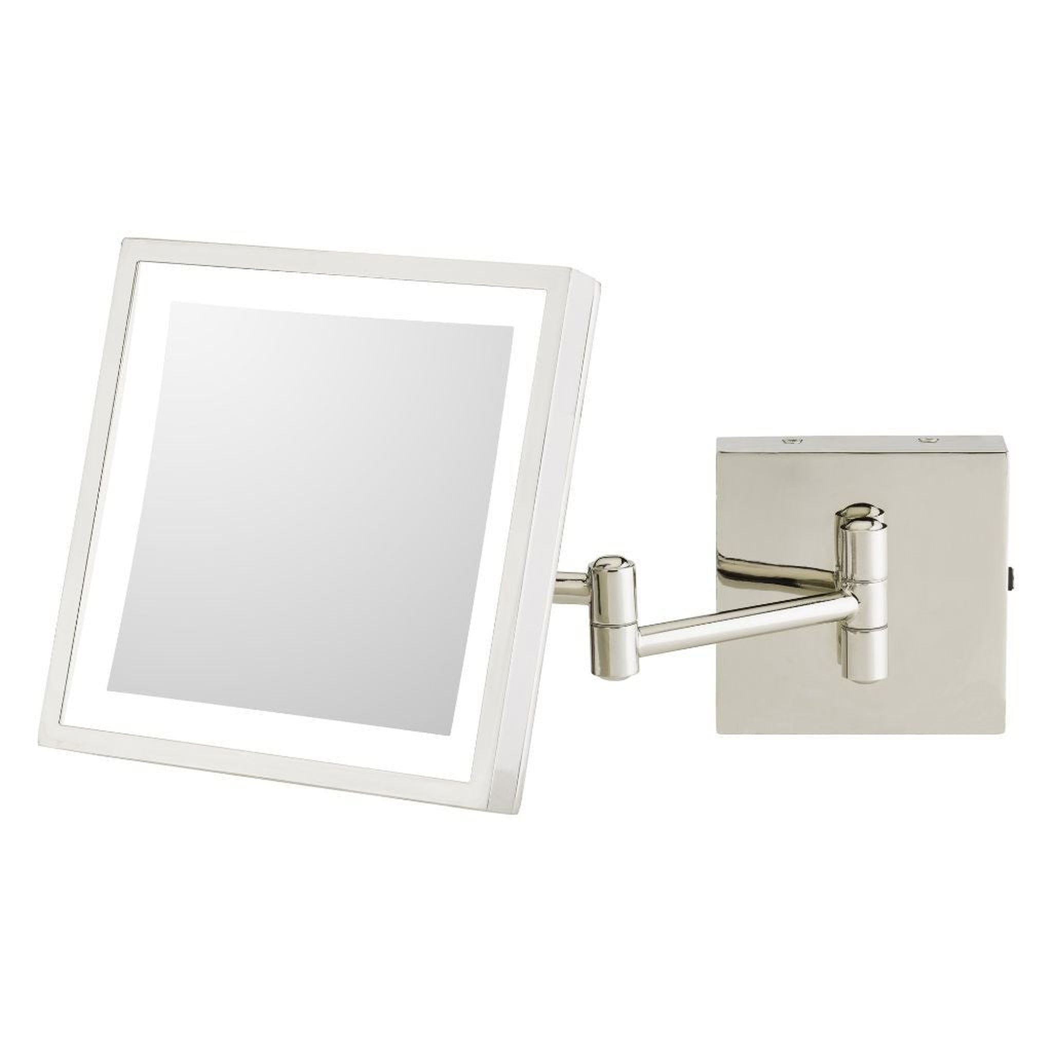 Aptations, Aptations Kimball & Young 8" x 8" Chrome Wall-Mounted Square Rechargeable Single Sided 3X Magnified Makeup Mirror With 3,500K Warm White LED Light Color