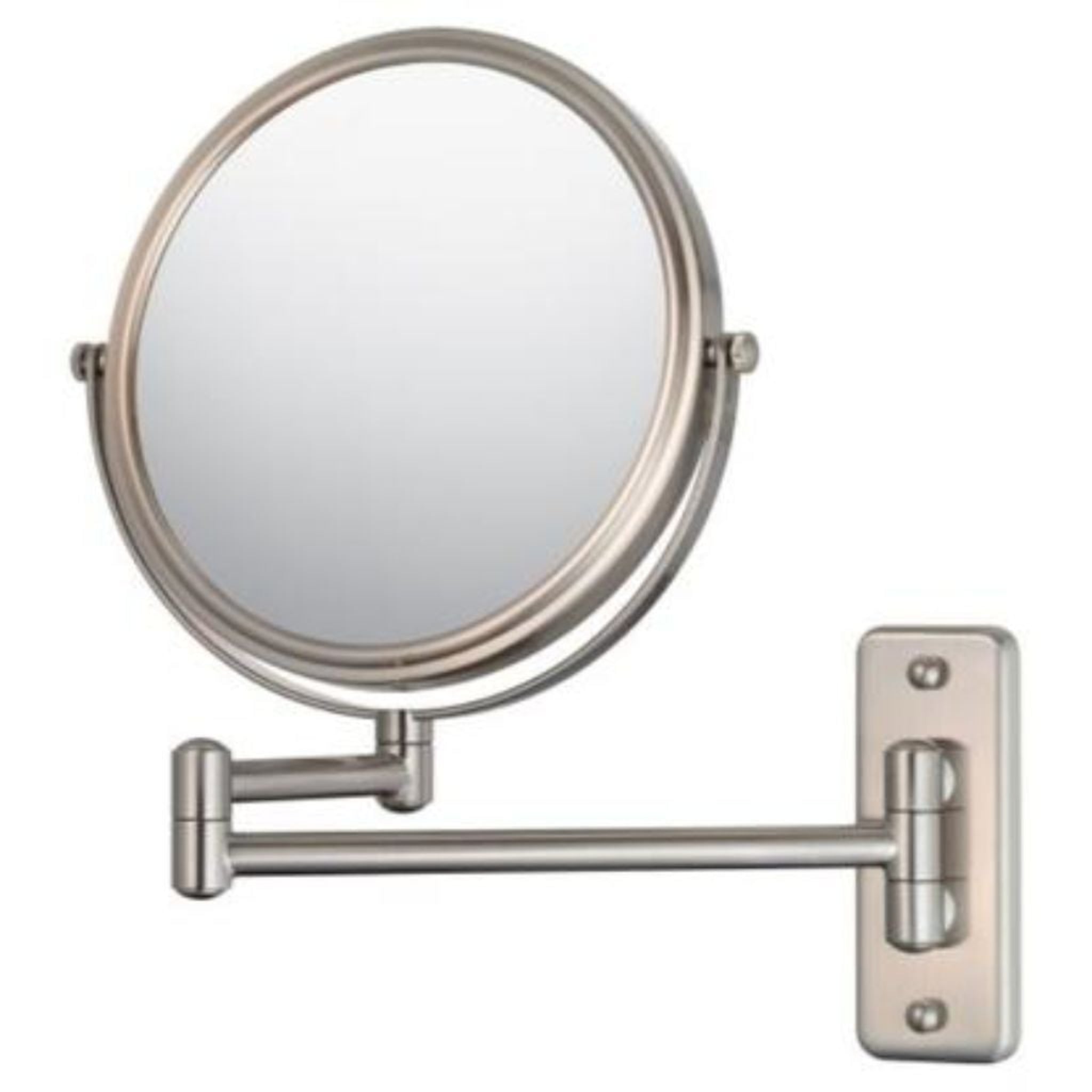 Aptations, Aptations Mirror Image 10" x 12" Brushed Nickel Wall-MountedRound Double Sided Double Arm 1X/5X Magnified Makeup Mirror