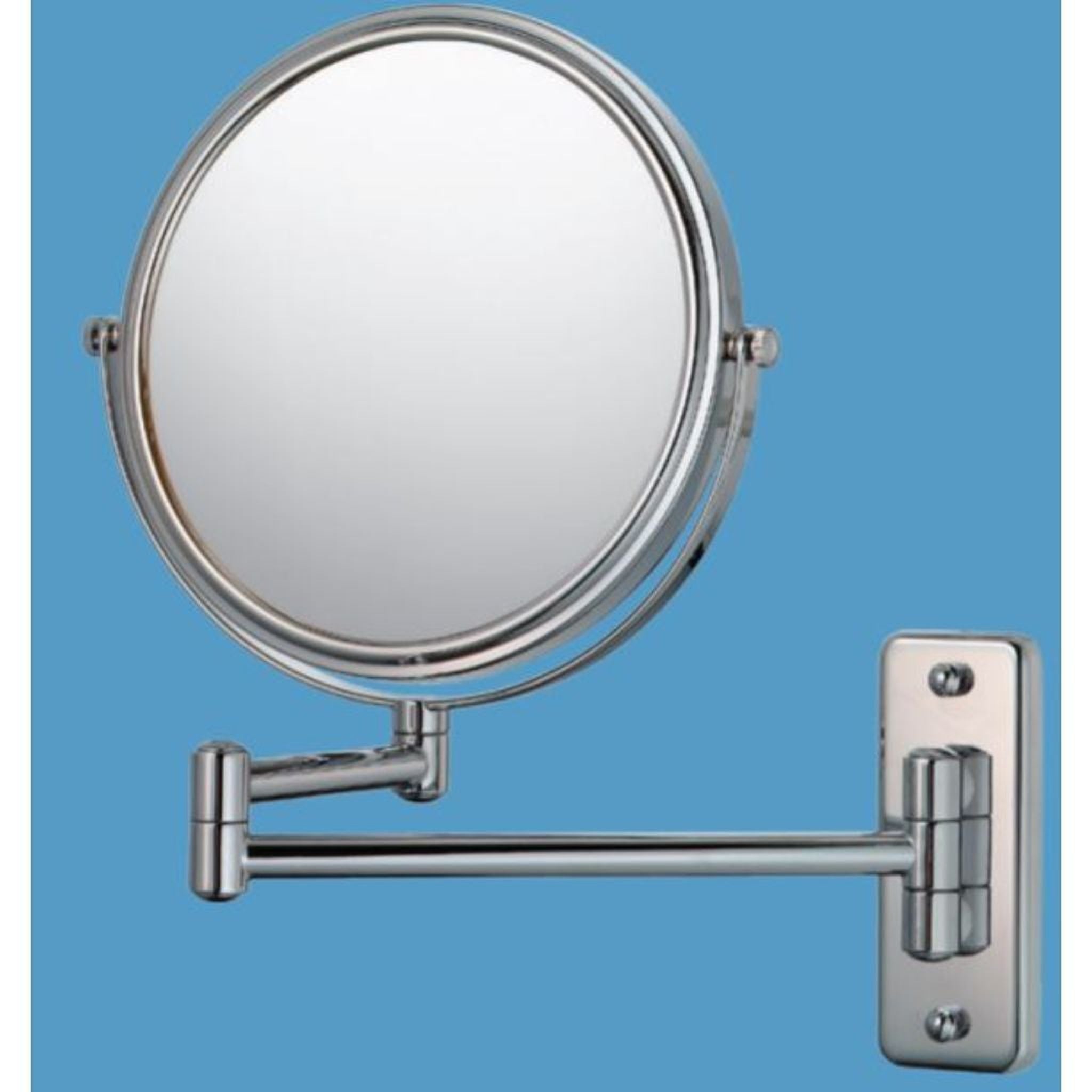 Aptations, Aptations Mirror Image 10" x 12" Brushed Nickel Wall-MountedRound Double Sided Double Arm 1X/5X Magnified Makeup Mirror