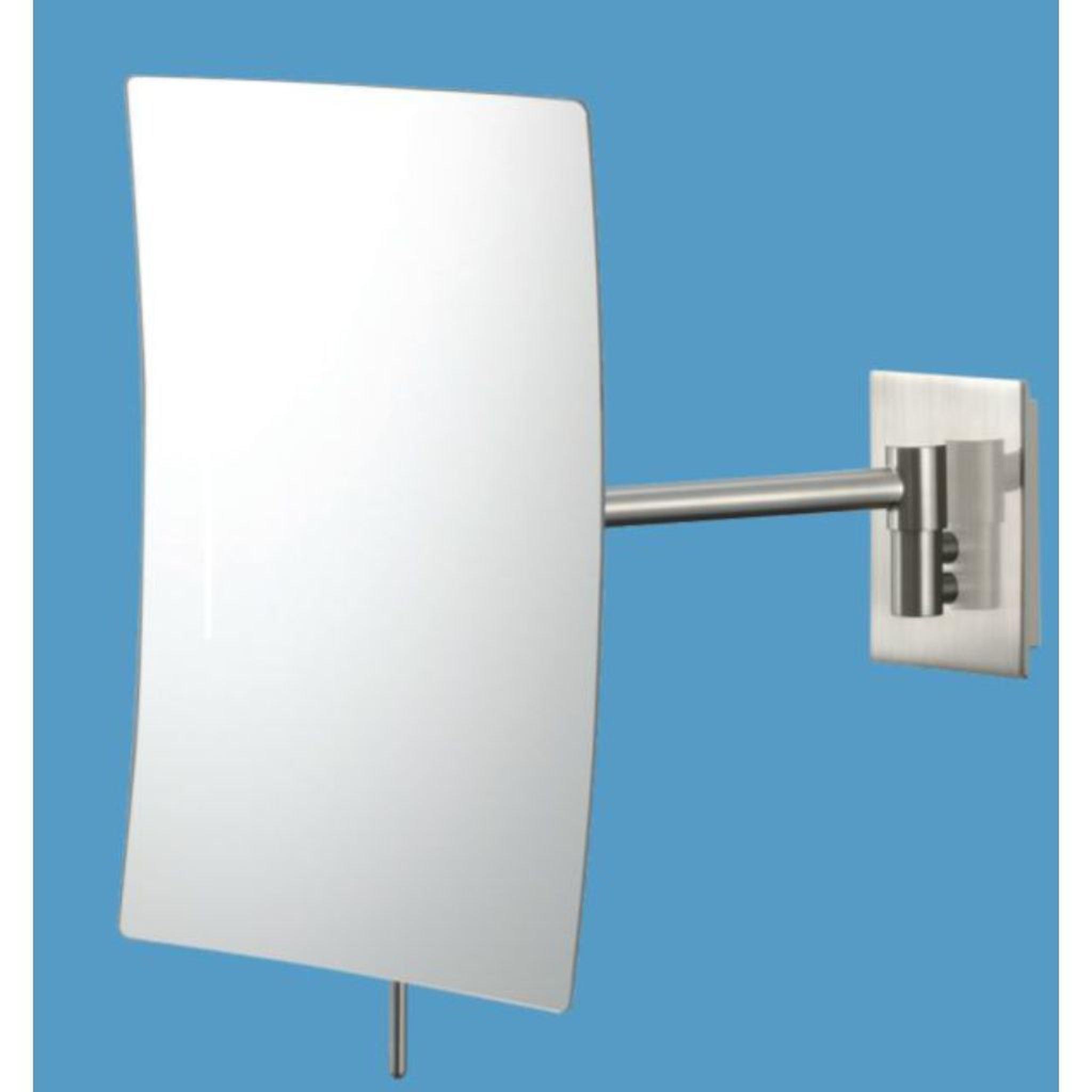 Aptations, Aptations Mirror Image 6" x 10" Brushed Nickel Wall-Mounted Minimalist Rectangular 3X Magnified Mirror