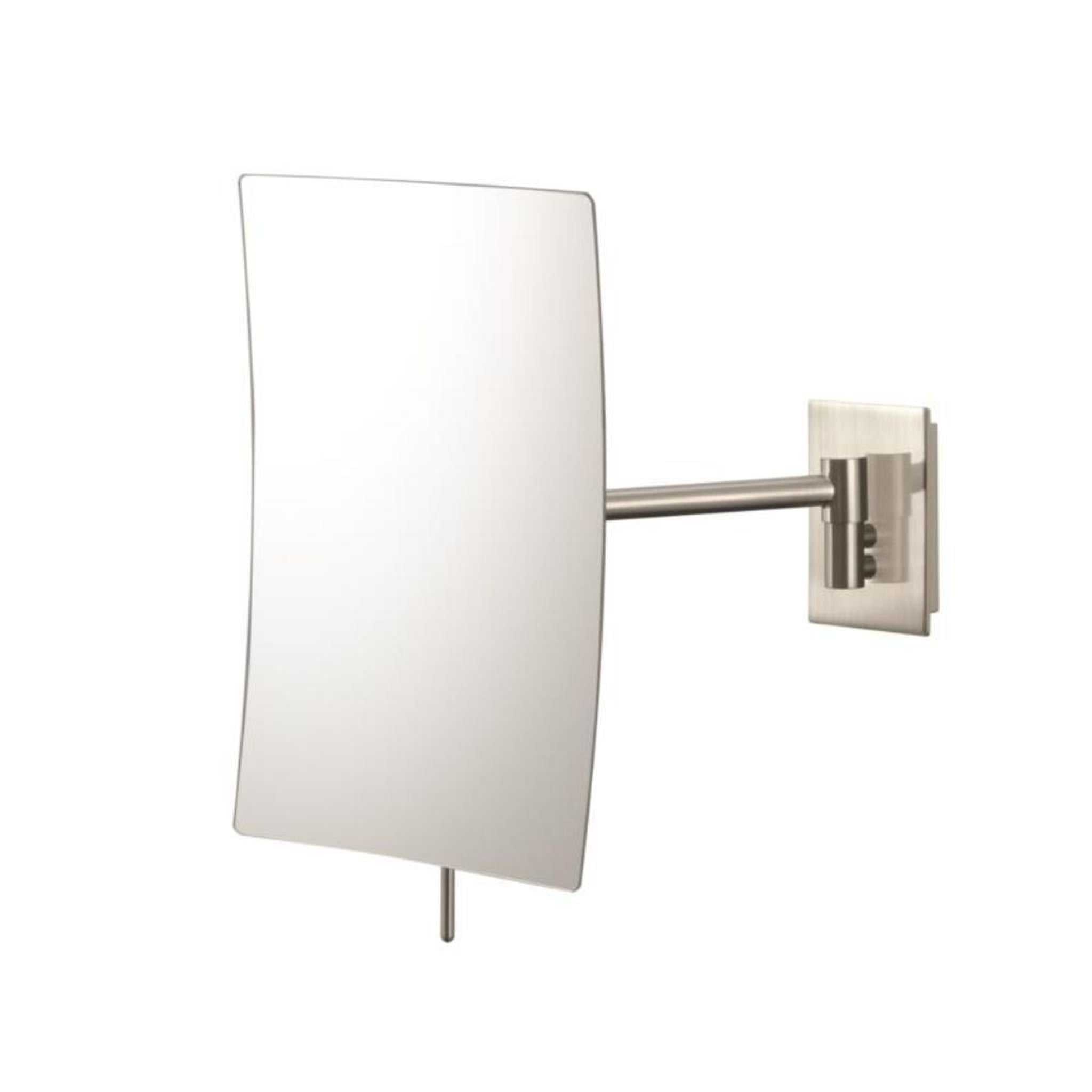 Aptations, Aptations Mirror Image 6" x 10" Brushed Nickel Wall-Mounted Minimalist Rectangular 3X Magnified Mirror