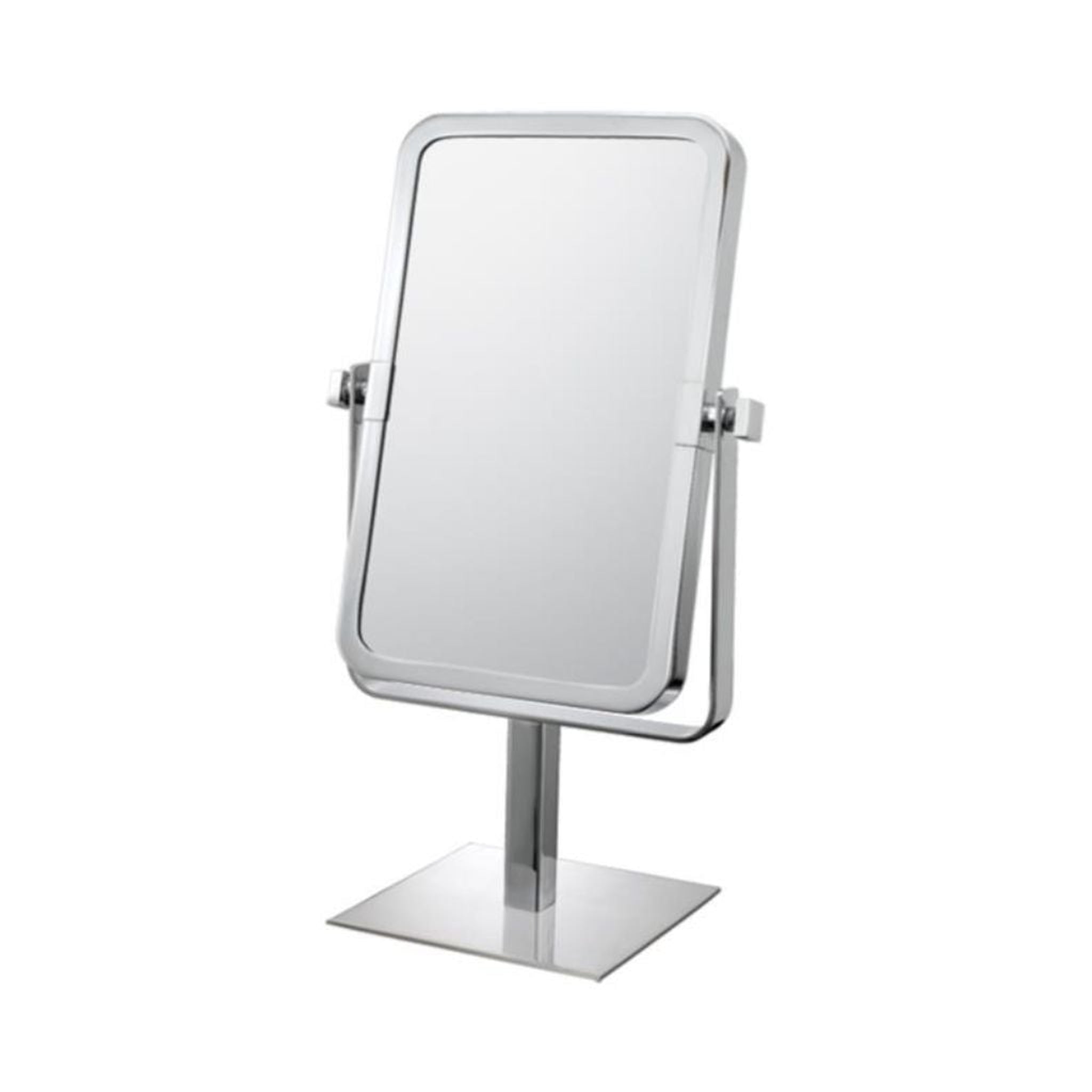 Aptations, Aptations Mirror Image 8" x 14" Brushed Nickel Freestanding Rectangular 1X/3X Magnified Mirror With Square Base