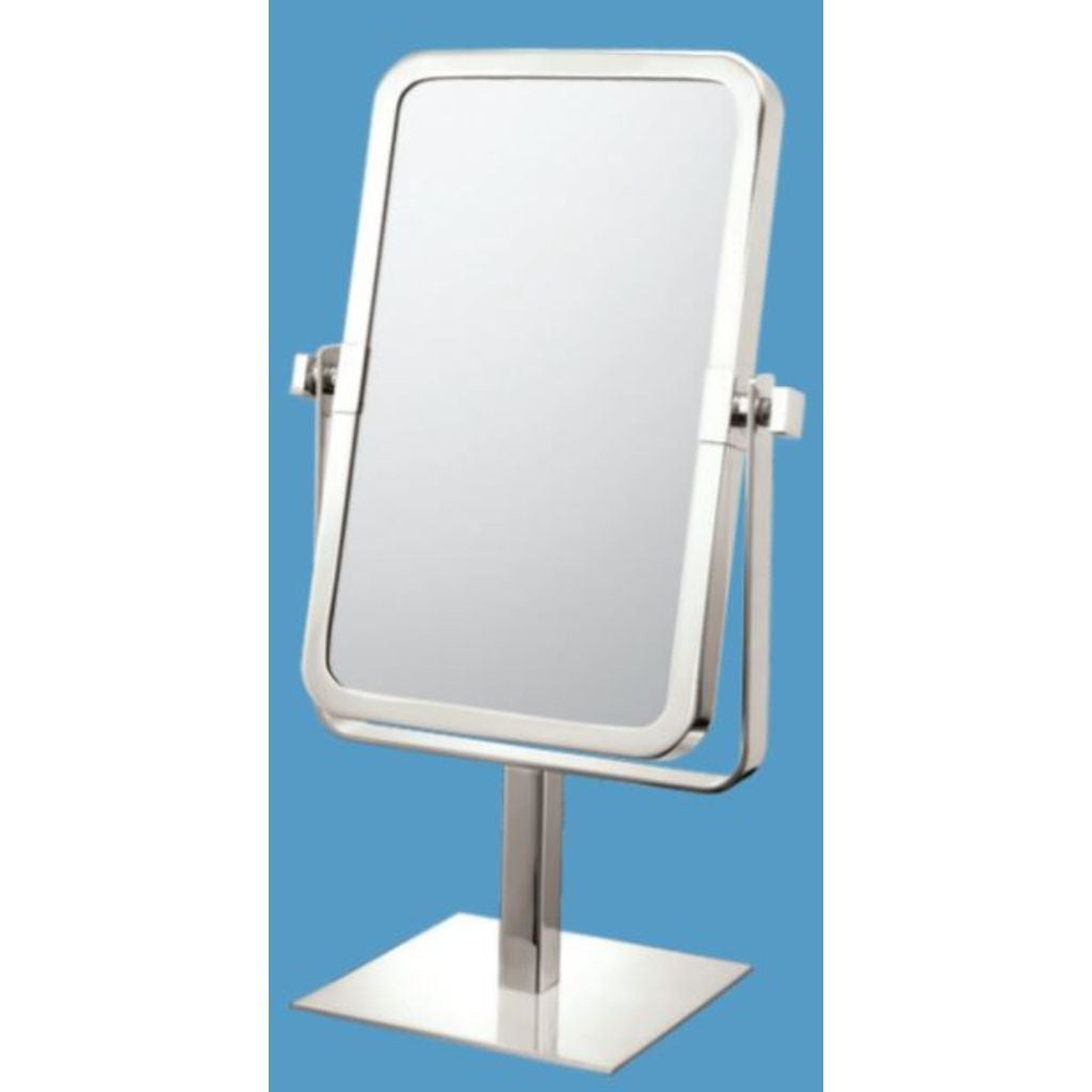 Aptations, Aptations Mirror Image 8" x 14" Brushed Nickel Freestanding Rectangular 1X/3X Magnified Mirror With Square Base