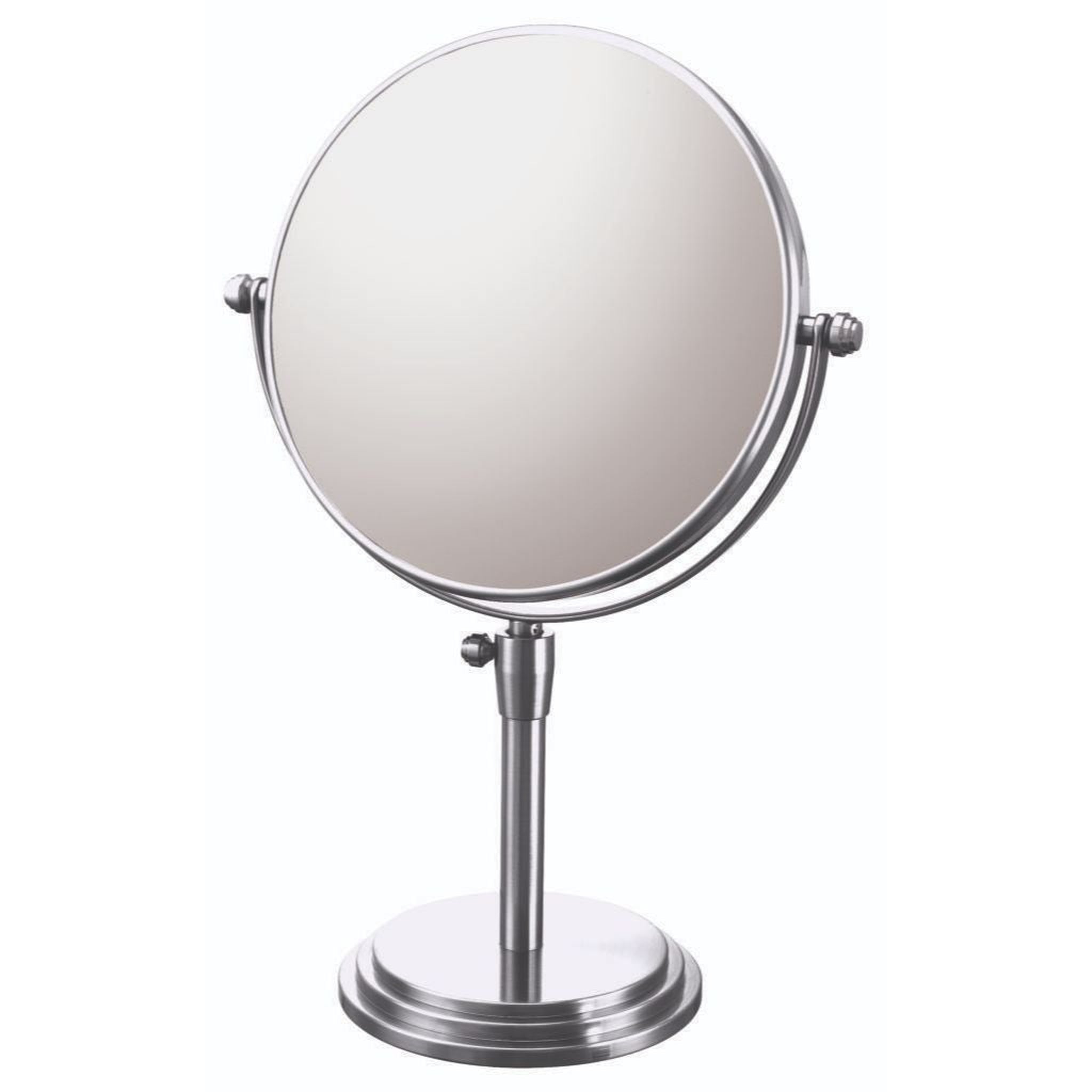 Aptations, Aptations Mirror Image 8" x 17" Chrome Freestanding Classic Adjustable 1X/5X Magnified Makeup Mirror