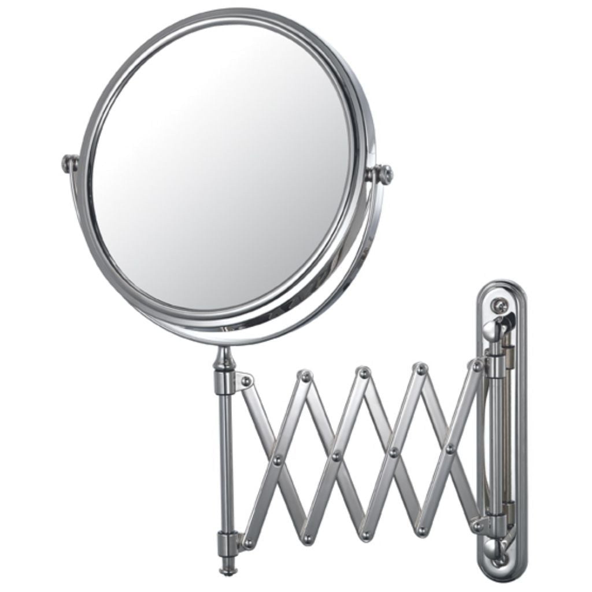 Aptations, Aptations Mirror Image 9" x 15" Chrome Wall-Mounted Round 1X/5X Magnifying Makeup Mirror With Retro Accordion Extension