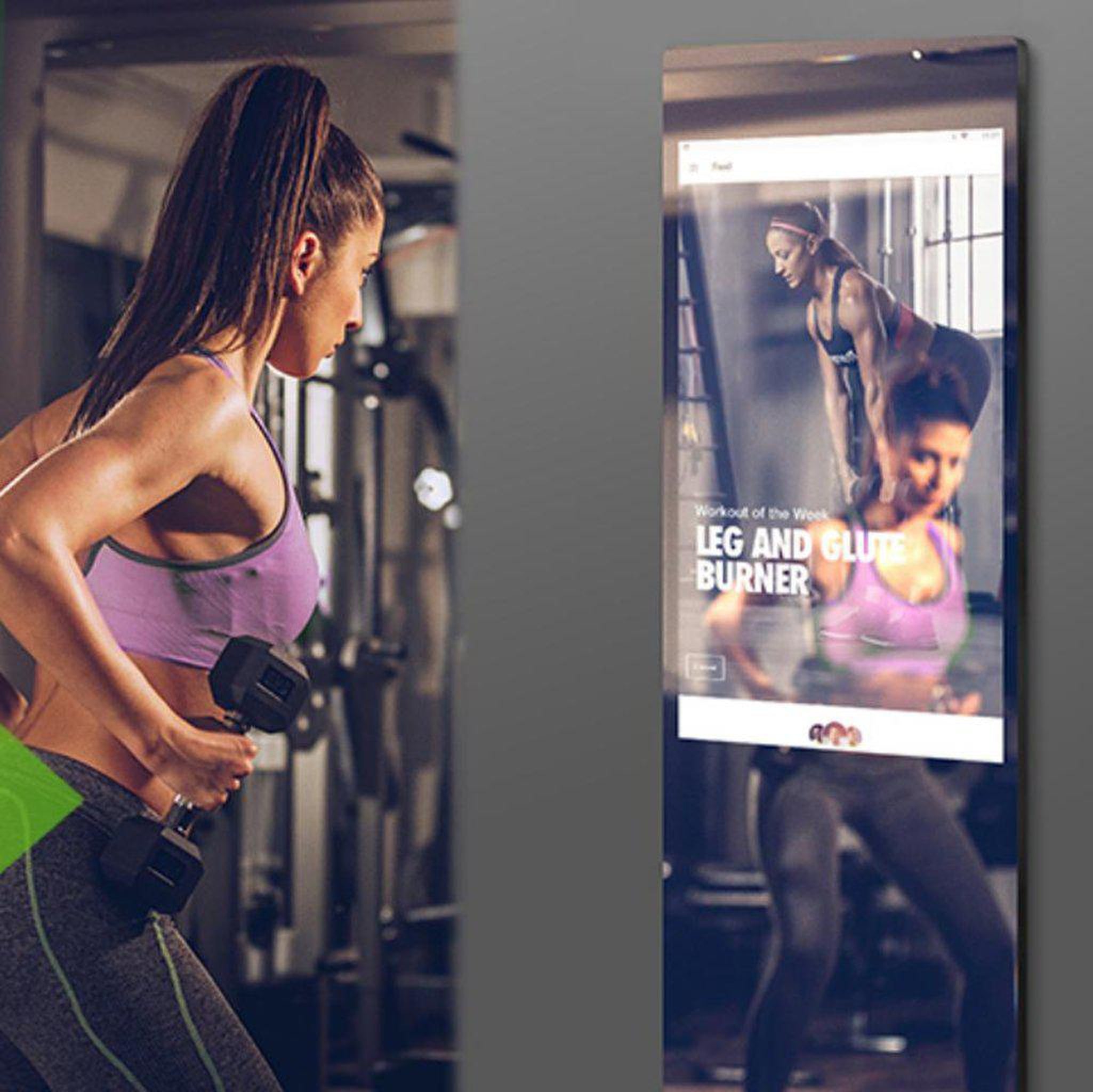 Aquadom, Aquadom Energy 18" X 48" Smart Fitness Mirror With 5MP HD Camera and Body Fat Scale