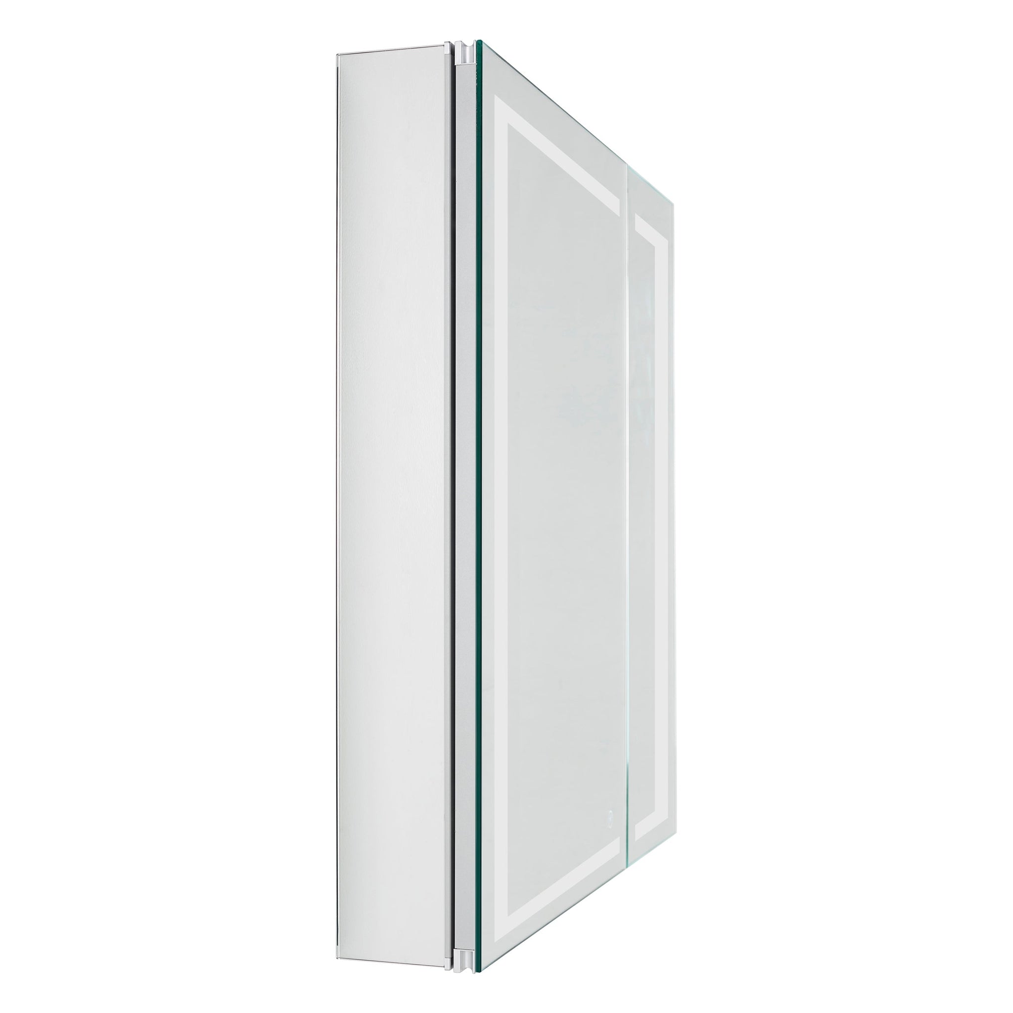 Aquadom, Aquadom Royale Basic 30" x 30" Single View Right Hinged Recessed or Surface Mount Medicine Cabinet With LED Lighting, Touch Screen Button, Dimmer