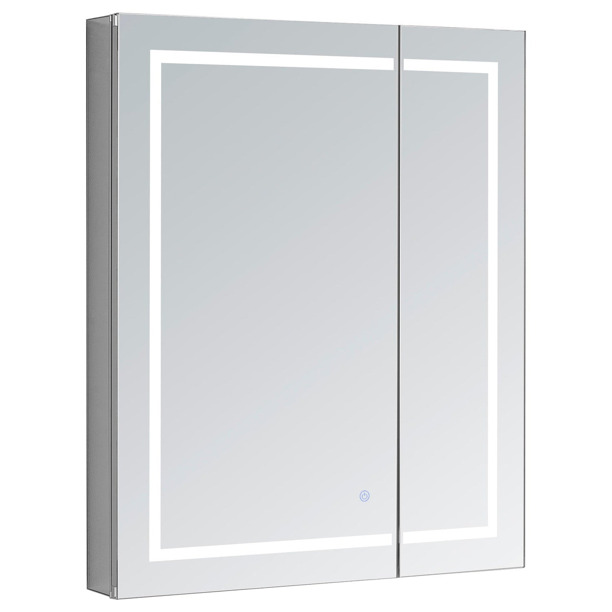 Aquadom, Aquadom Royale Basic 30" x 30" Single View Right Hinged Recessed or Surface Mount Medicine Cabinet With LED Lighting, Touch Screen Button, Dimmer