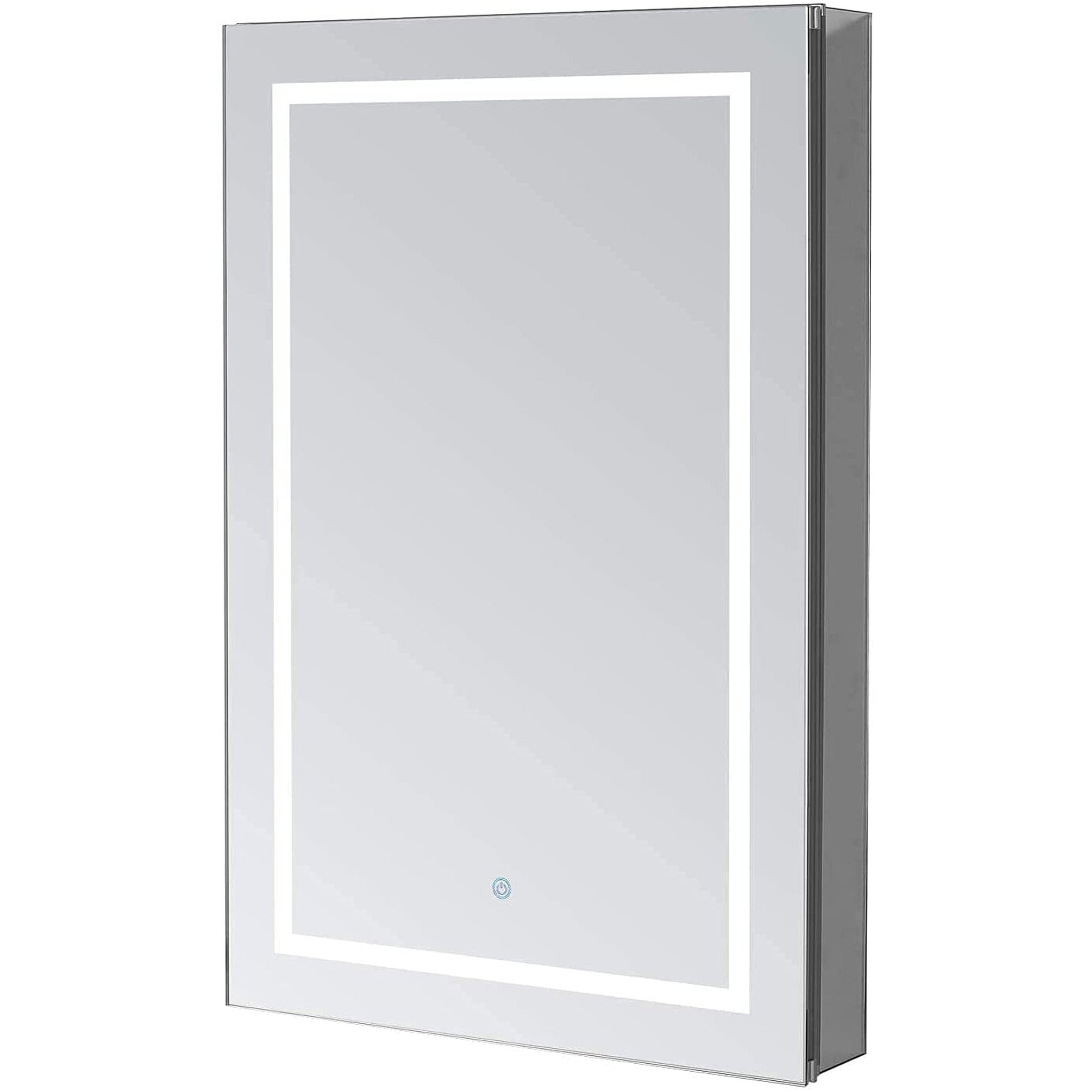 Aquadom, Aquadom Royale Basic Q 24" x 30" Single View Rectangle Left Hinged Recessed or Surface Mount Medicine Cabinet  With LED Lighting, Touch Screen Button, Dimmer