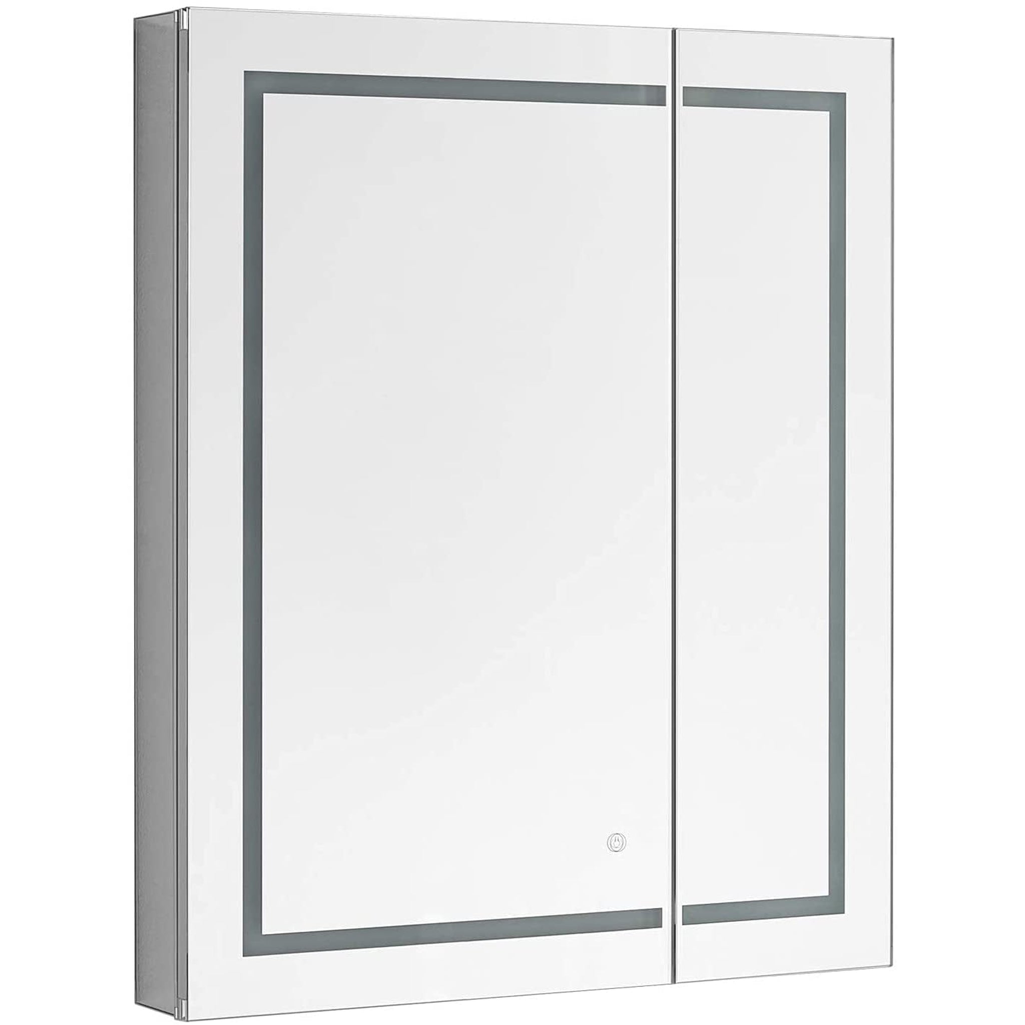 Aquadom, Aquadom Royale Basic Q 30" x 30" Single View Right Hinged Recessed or Surface Mount Medicine Cabinet With LED Lighting, Touch Screen Button, Dimmer