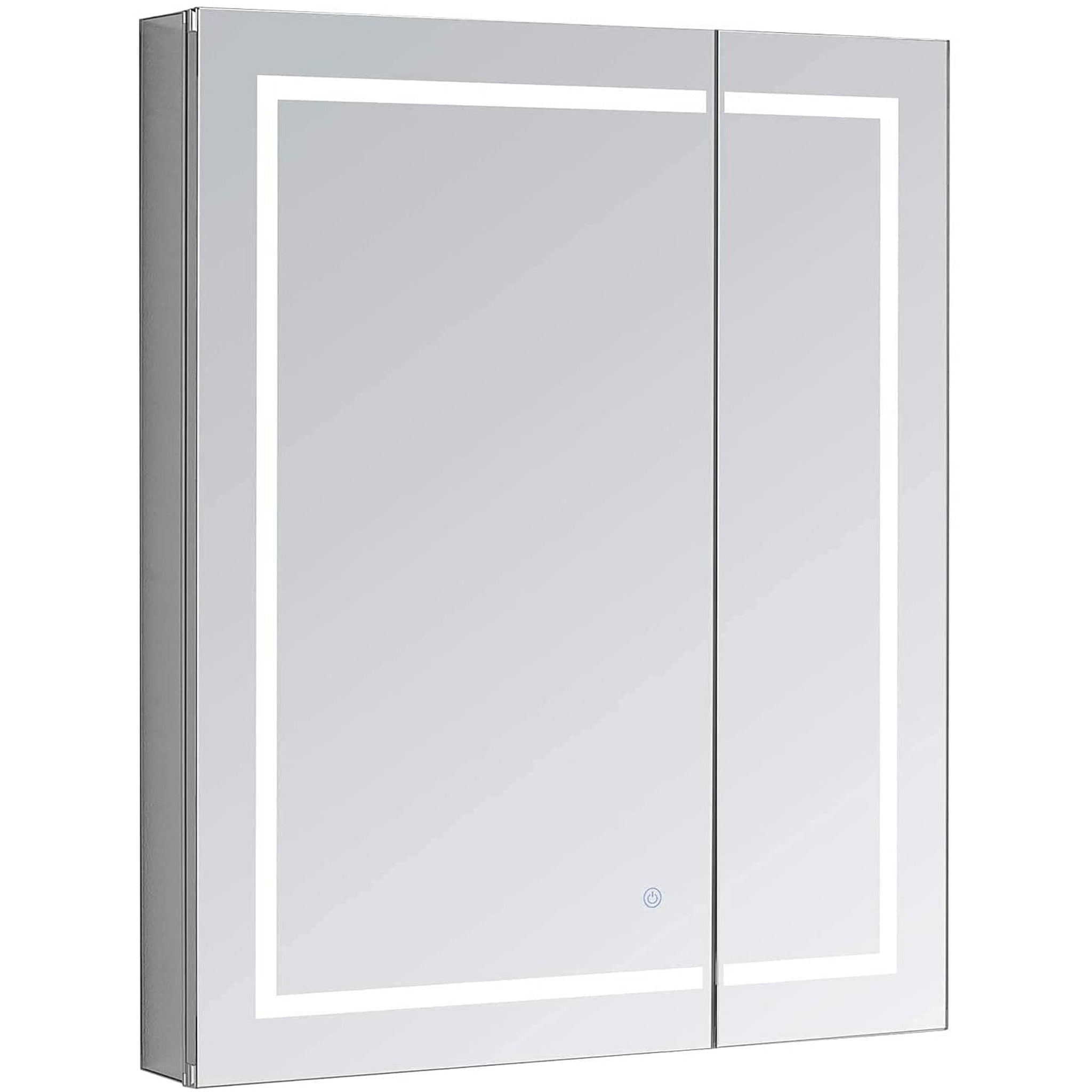 Aquadom, Aquadom Royale Basic Q 30" x 30" Single View Right Hinged Recessed or Surface Mount Medicine Cabinet With LED Lighting, Touch Screen Button, Dimmer