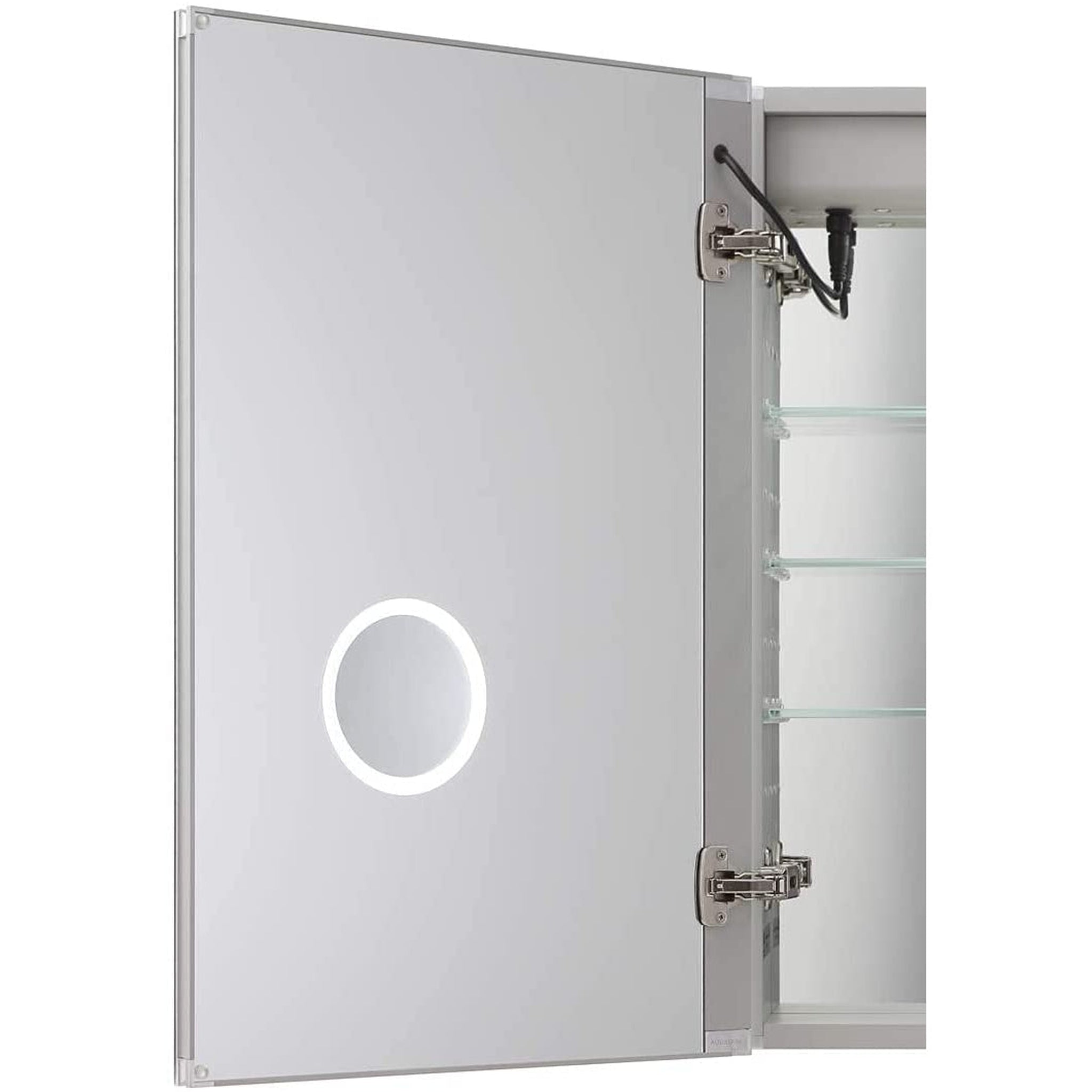 Aquadom, Aquadom Royale Plus 40" x 36" Rectangle Recessed or Surface Mount Bi-View LED Lighted Bathroom Medicine Cabinet With Defogger, Electrical Outlet, Magnifying Mirror