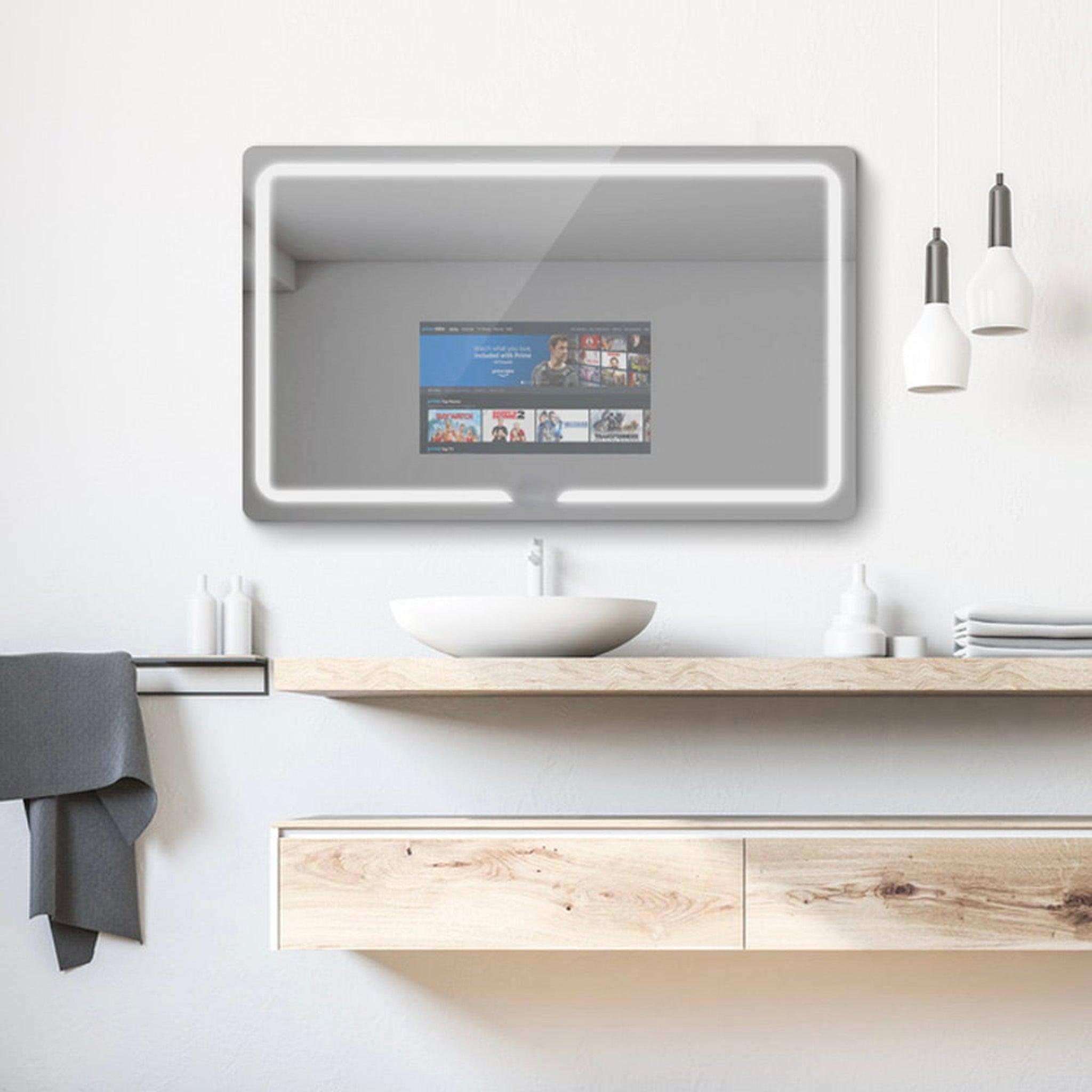 Aquadom, Aquadom Vision 48" x 32" Smart LED Lighted Bathroom Mirror With Built-in TV, Defogger, Body Fat Scale and Skin Detector