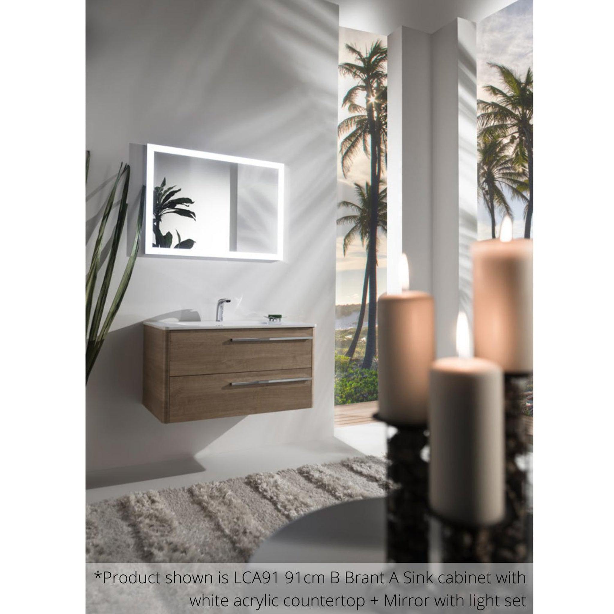 Armadi Art, Armadi Art Moderno Luce 28” x 20” Antrasit Vanity With White Acrylic Countertop and Mirror With Front Lights on All Sides