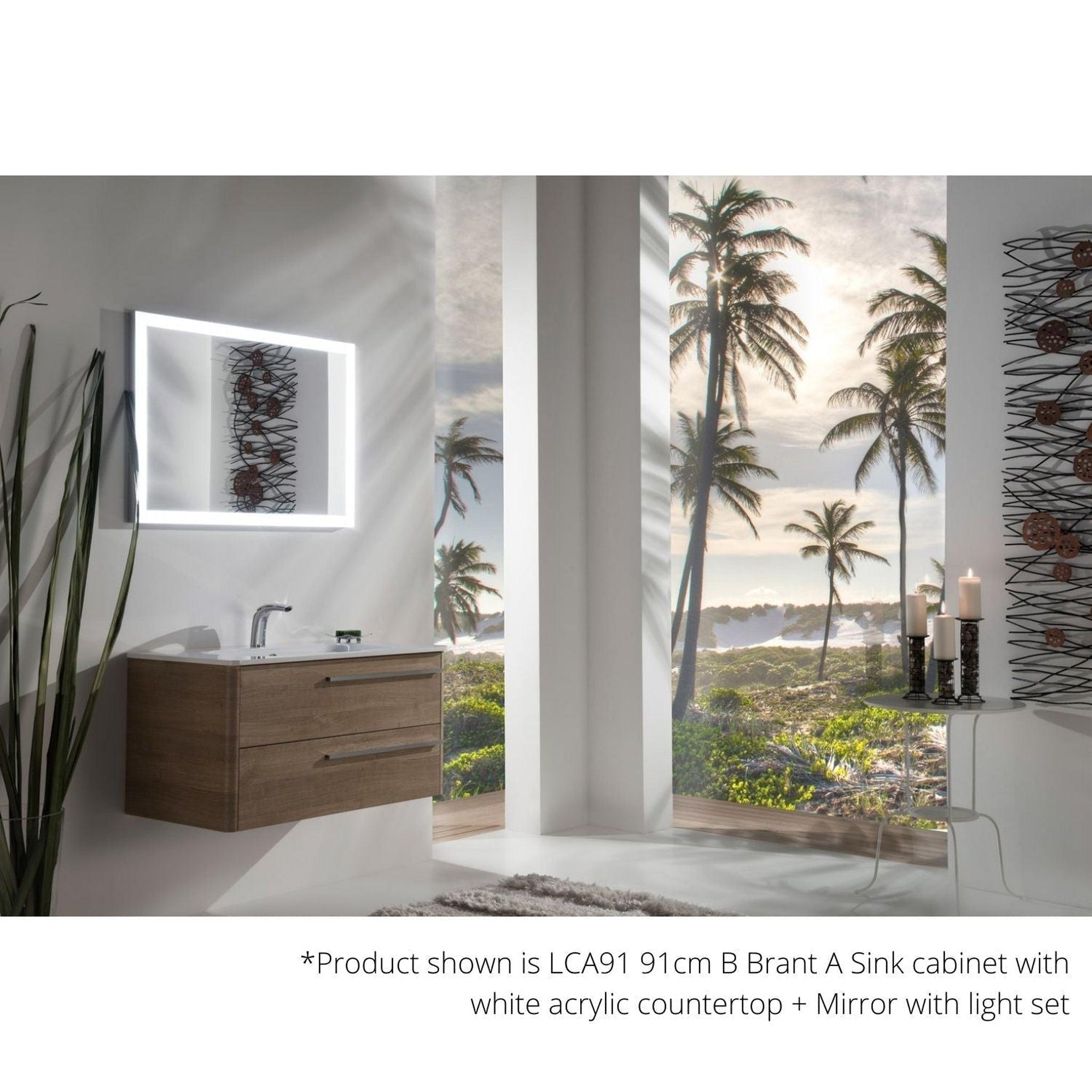 Armadi Art, Armadi Art Moderno Luce 28” x 20” Antrasit Vanity With White Acrylic Countertop and Mirror With Front Lights on All Sides