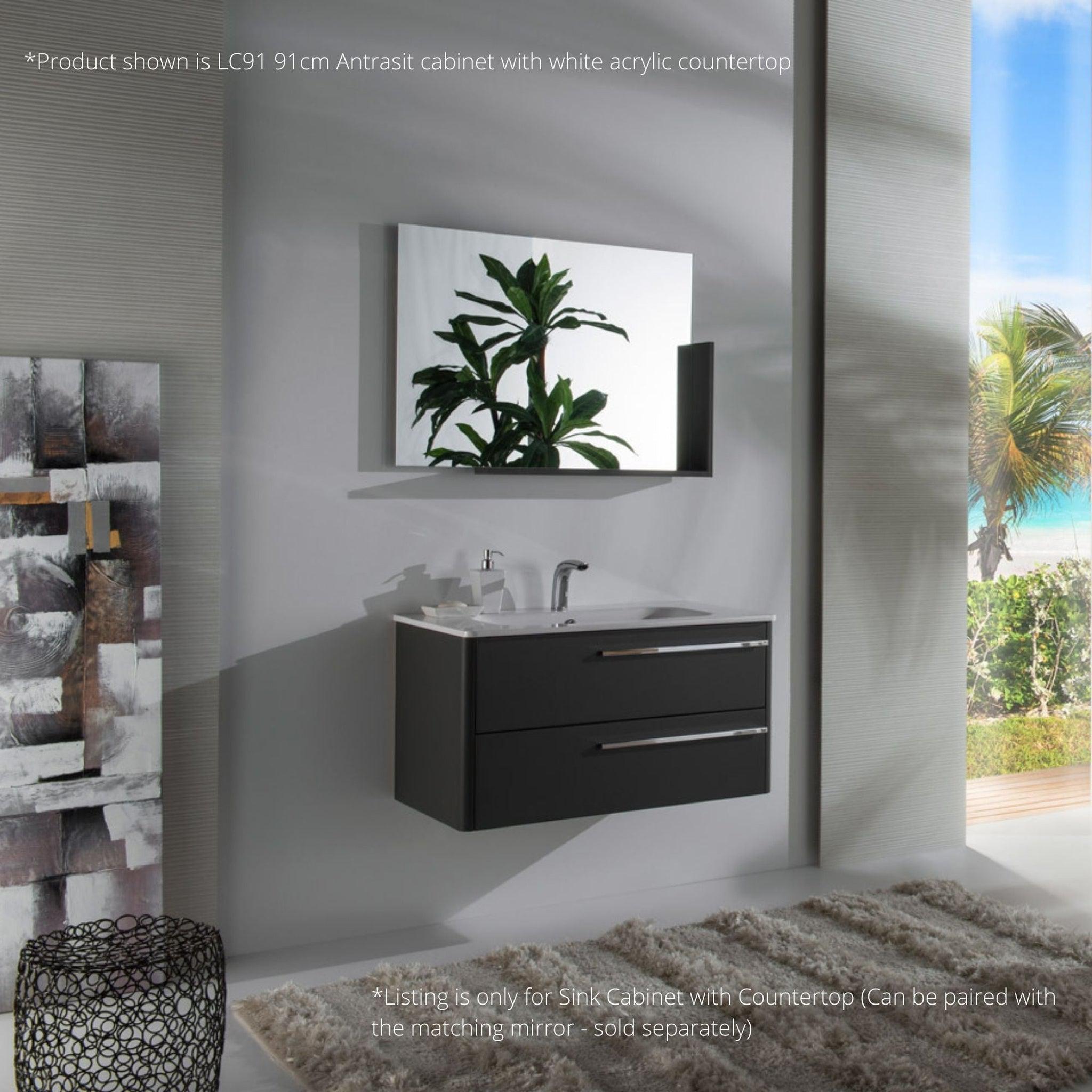 Armadi Art, Armadi Art Moderno Luce 28” x 20” Antrasit Vanity with White Acrylic Countertop