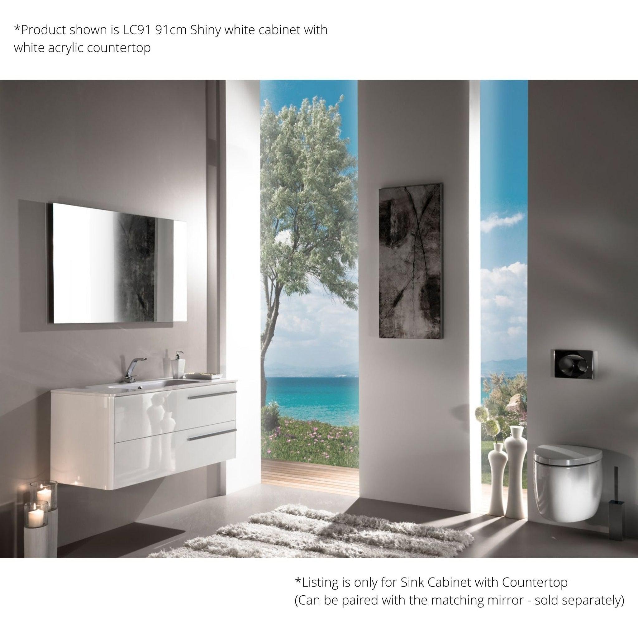 Armadi Art, Armadi Art Moderno Luce 28” x 20” Shiny White Vanity with White Acrylic Countertop