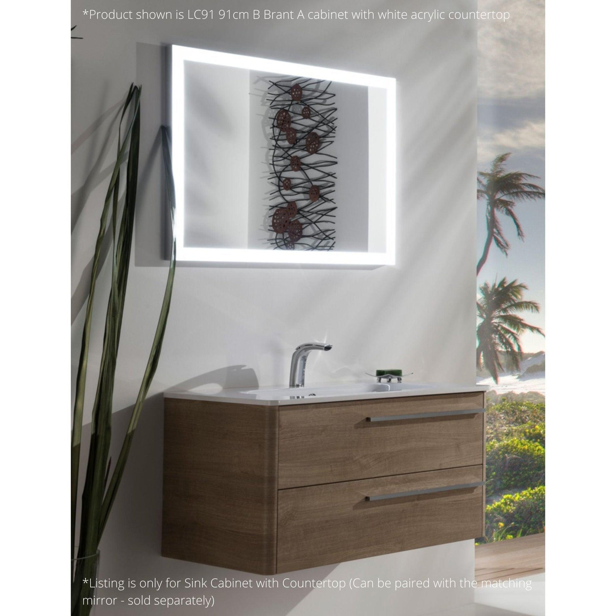 Armadi Art, Armadi Art Moderno Luce 36” x 20” B Brant A Vanity with White Acrylic Countertop