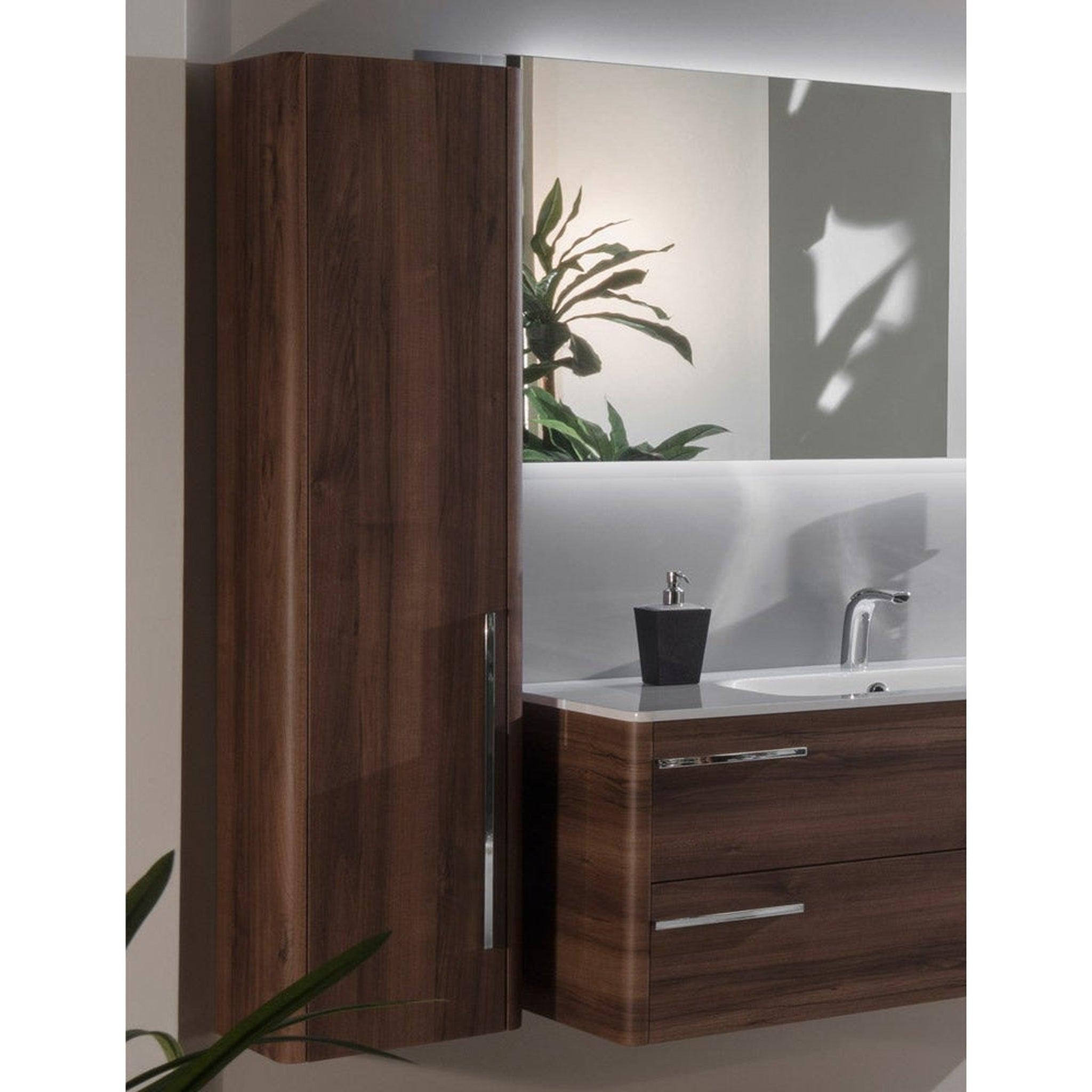 Armadi Art, Armadi Art Moderno Luce 57” x 14” Vanity Tall Cabinet in Shiny Walnut