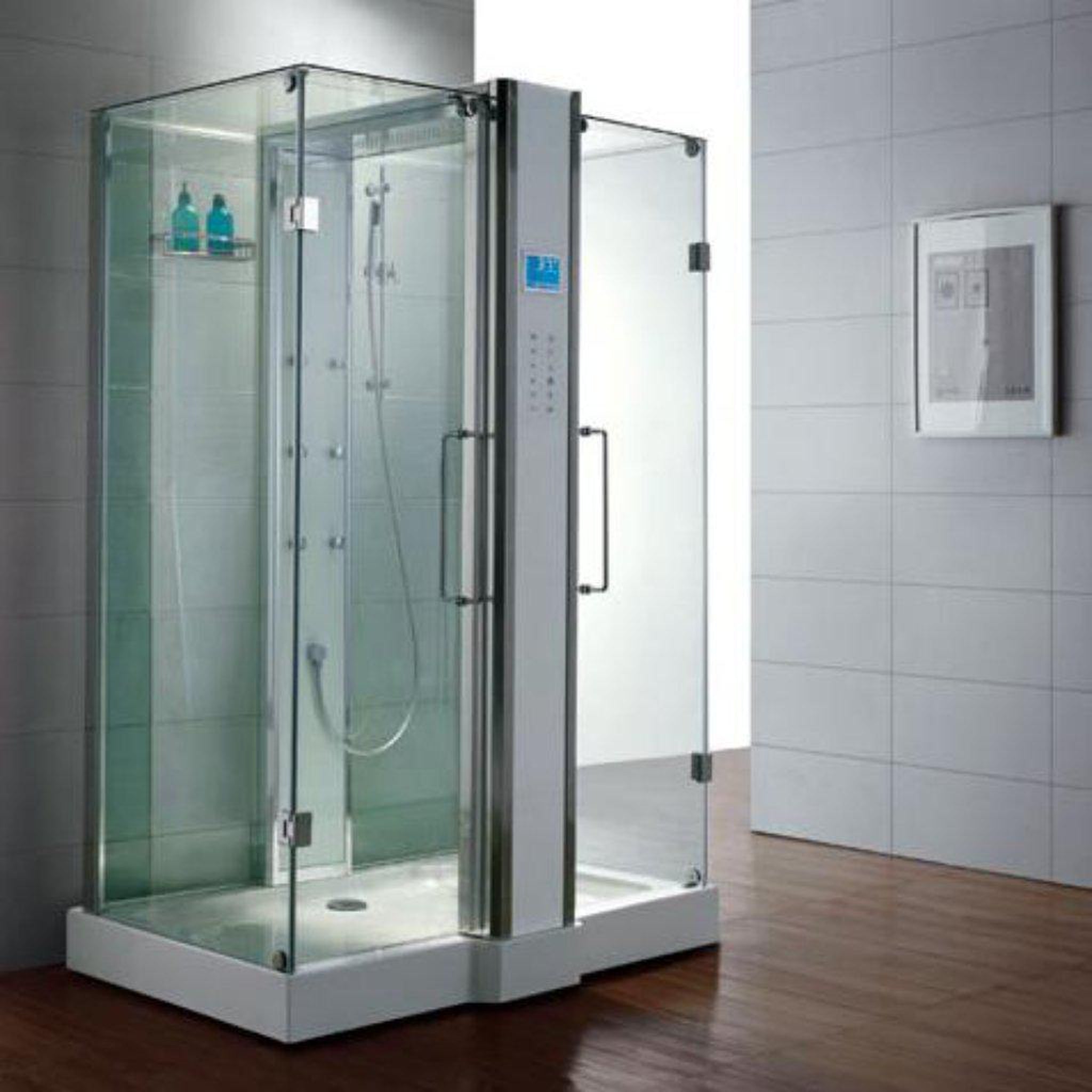 Athena, Athena 59" x 36" x 89" Two Person Rectangle Steam Shower With Dual Hinged Doors 12 Massage Jets & LED Chromatherapy Lighting