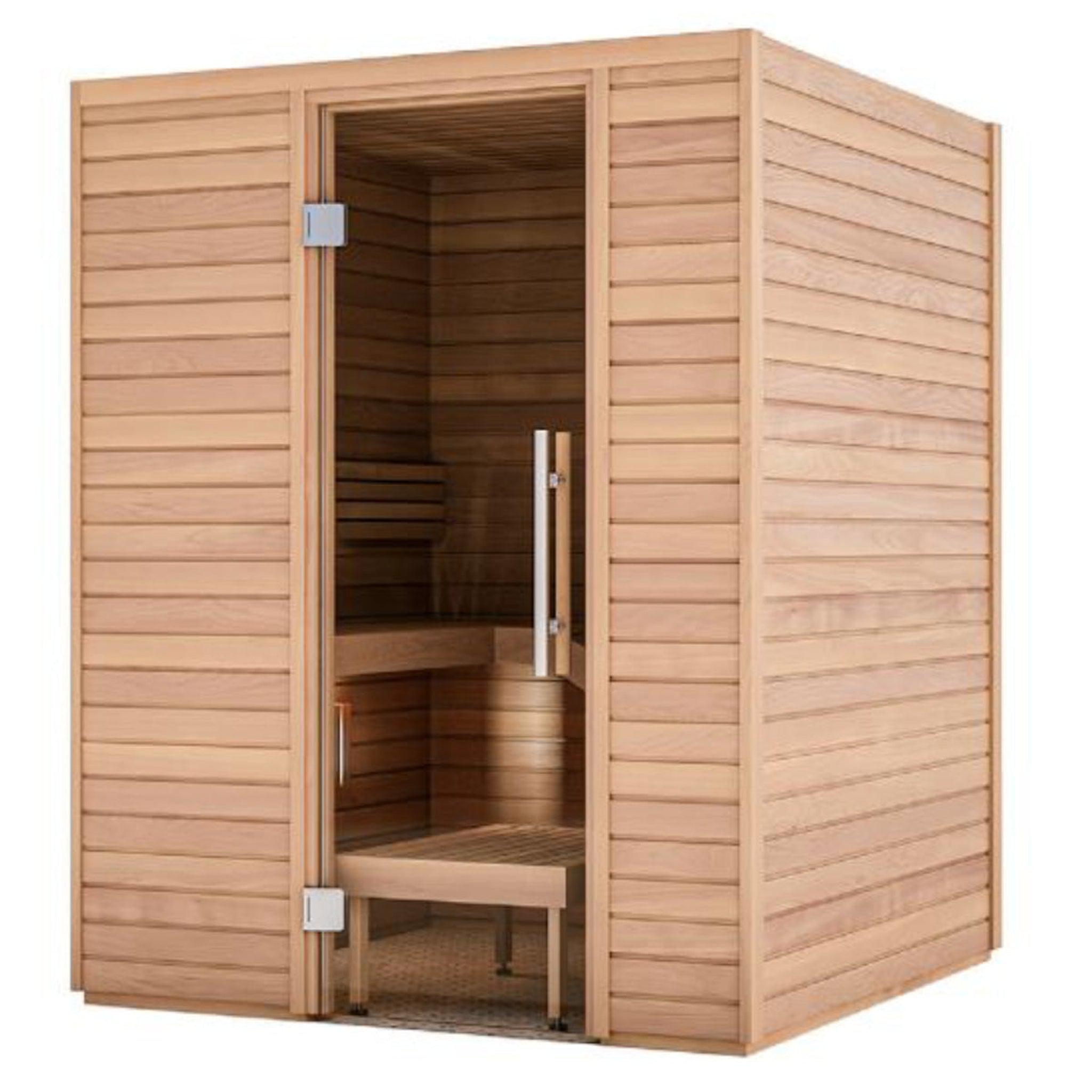 Auroom, Auroom Baia 2-Person DIY Aspen Wood Indoor Sauna Cabin With Heater Guard