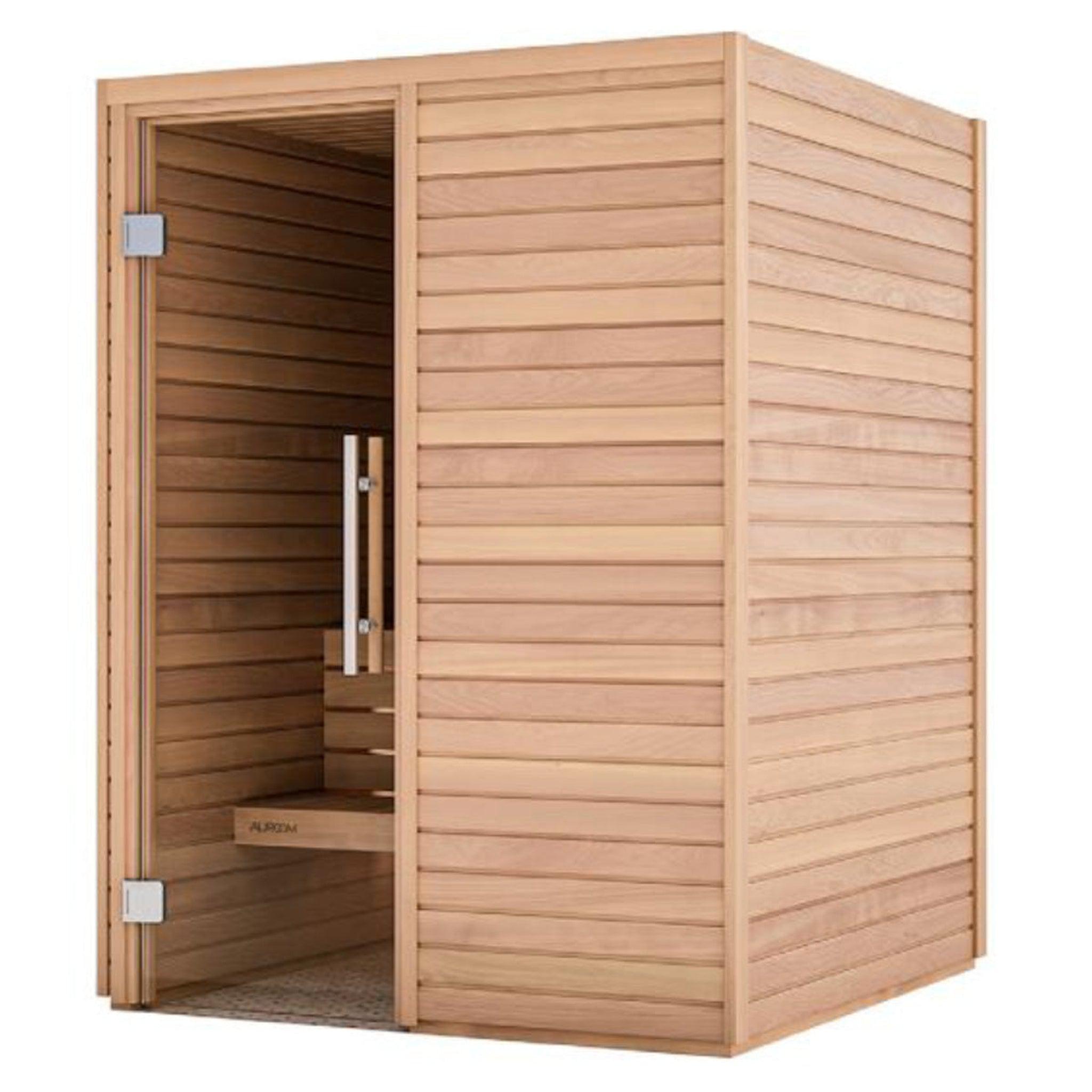 Auroom, Auroom Cala 3-Person Wood Front DIY Aspen Wood Indoor Sauna Cabin With Heater Guard