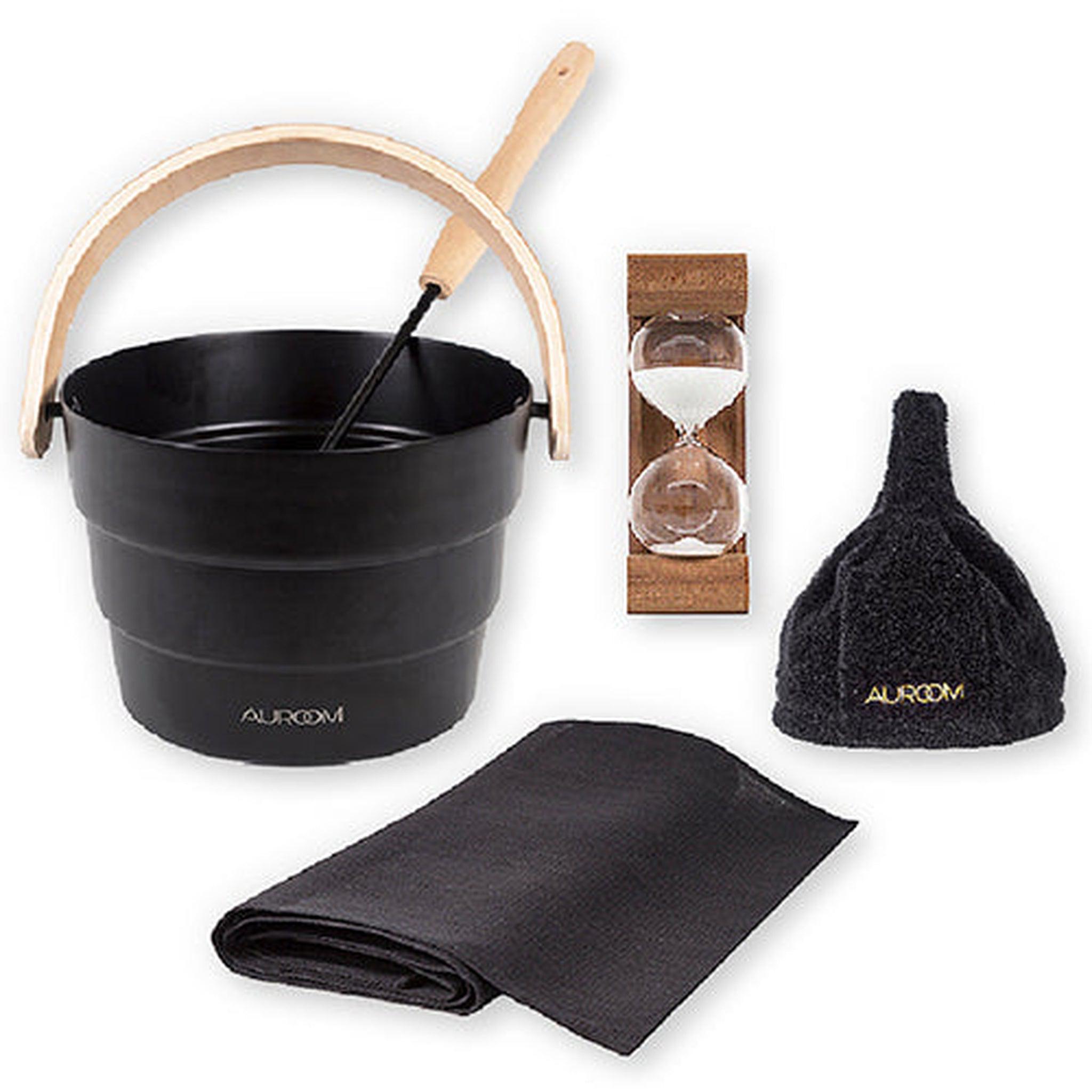 Auroom, Auroom Sauna Accessory Package With Pail, Ladle, Timer, Seat Covers & Sauna Hat