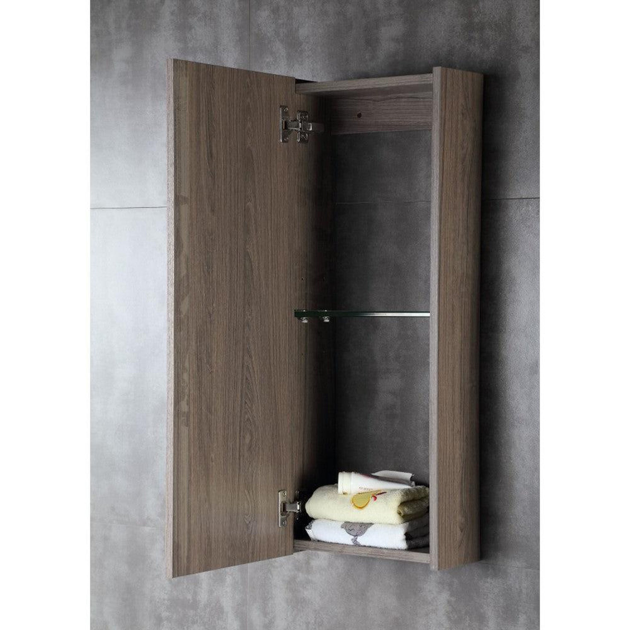 Bellaterra Home, Bellaterra Home 12" Gray Brownish Oak Wall-Mounted Left Opening Side Cabinet